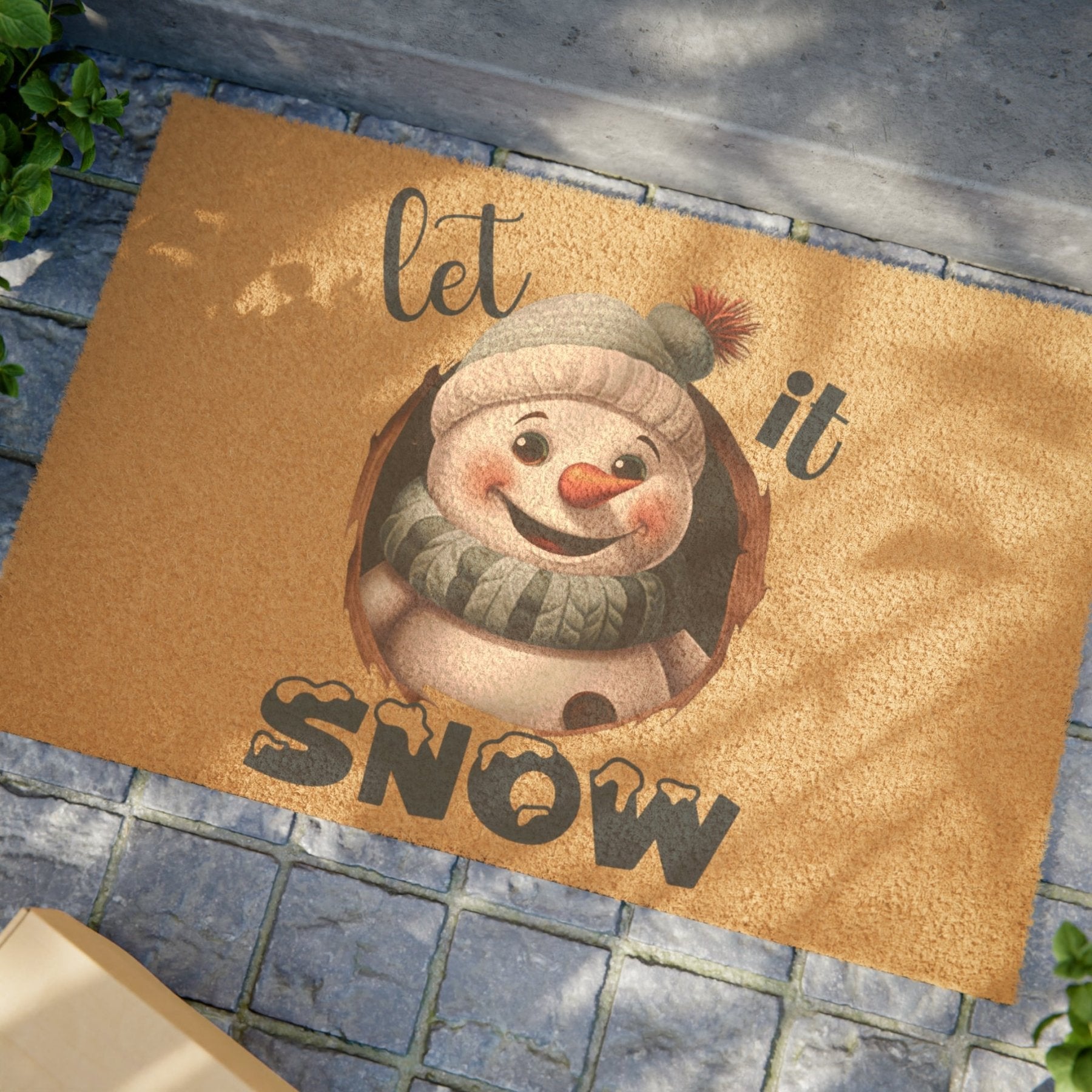 Doormat, Door Mat, Snowman, Winter, Let it Snow Blue 1, Snowman 1 - Janlyn's Crafts