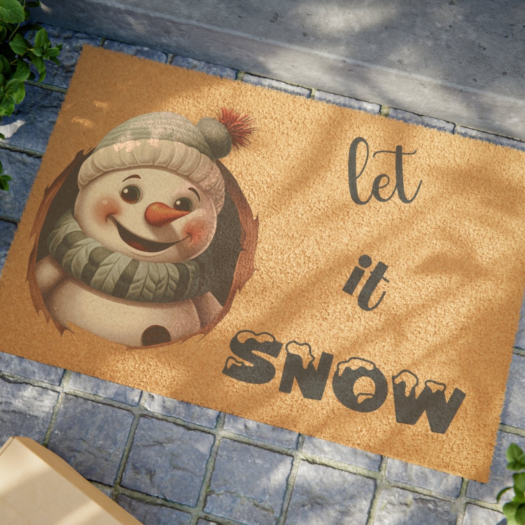 Doormat, Door Mat, Snowman, Winter, Let it Snow Blue 2, Snowman 1 - Janlyn's Crafts