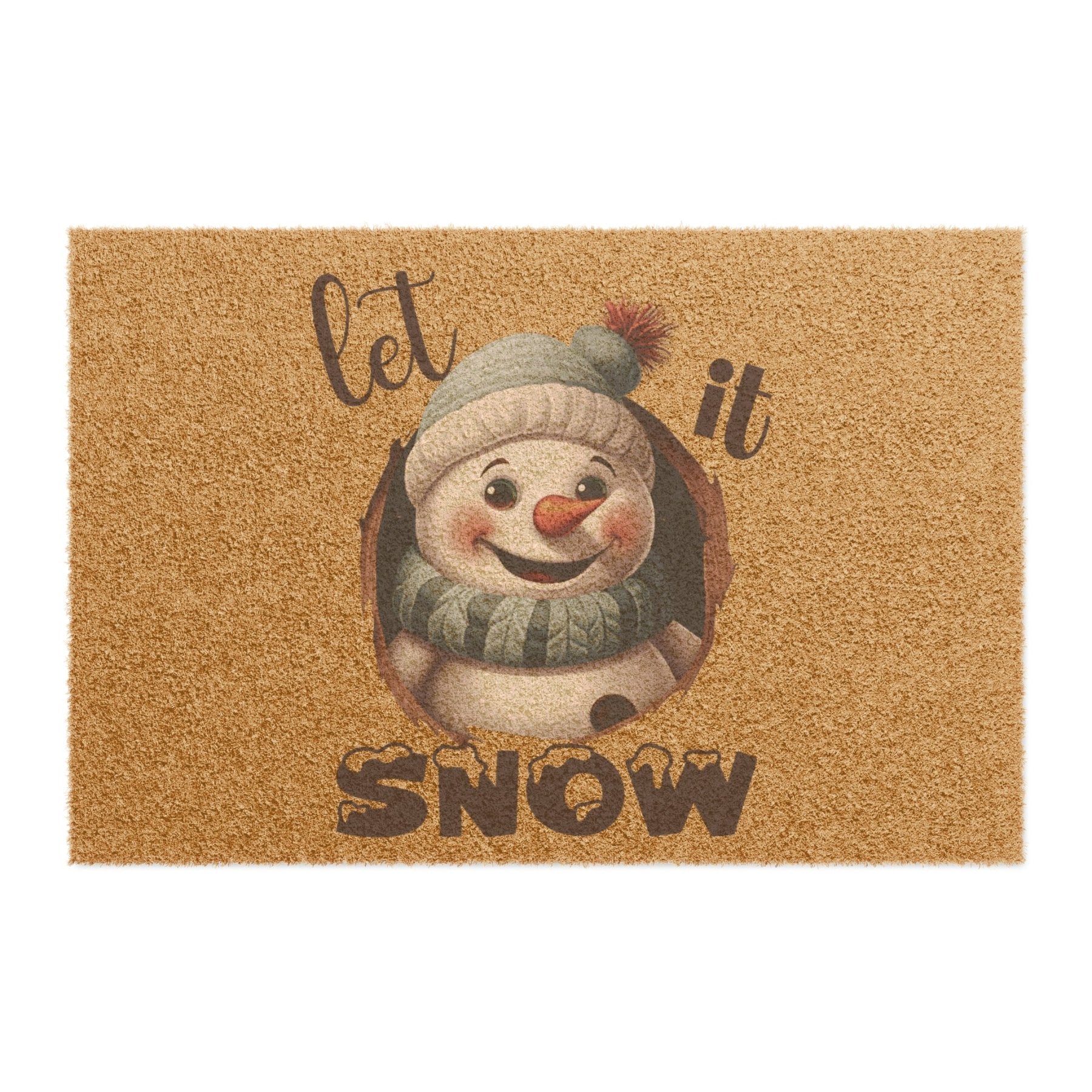 Doormat, Door Mat, Snowman, Winter, Let it Snow Brown 1, Snowman 1 - Janlyn's Crafts