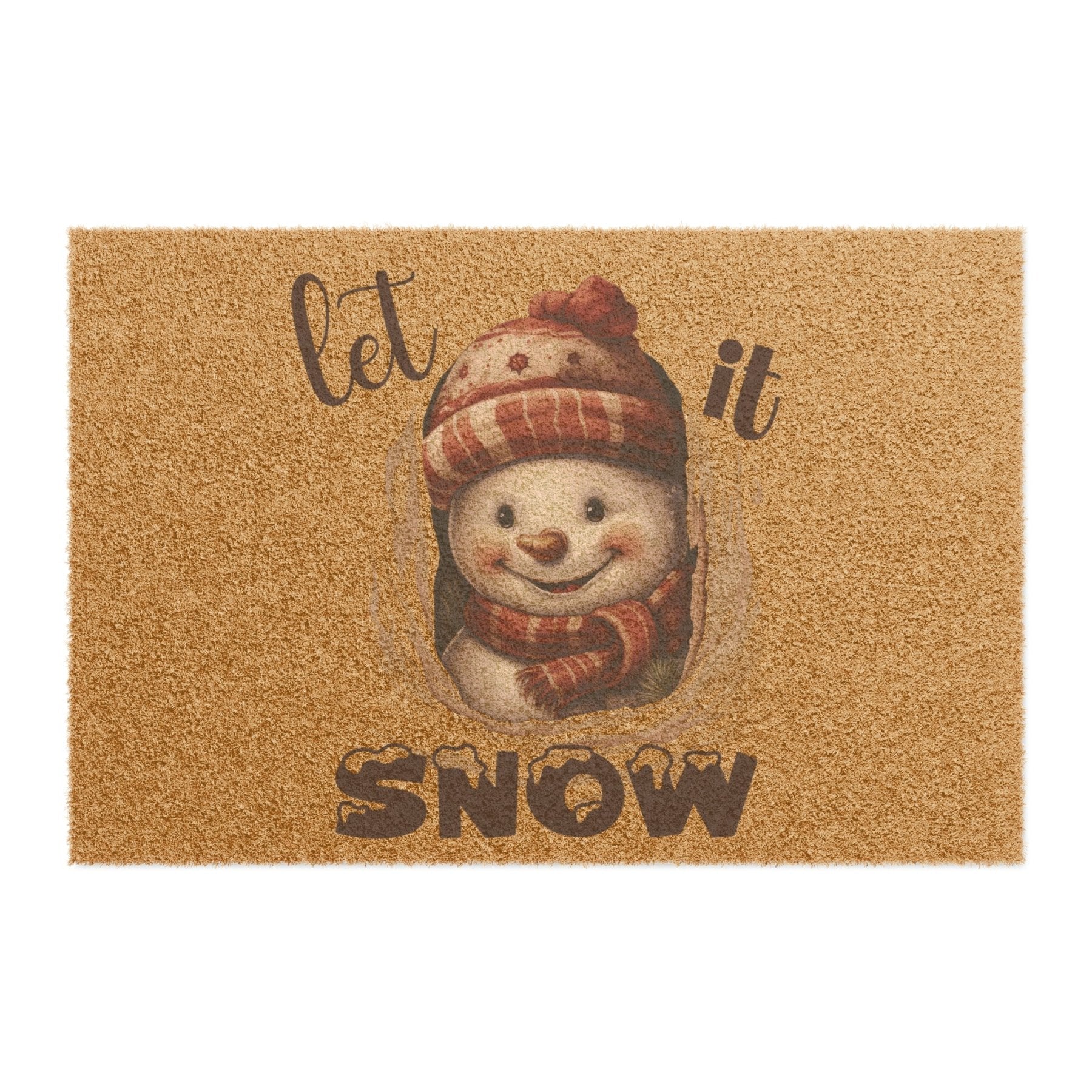 Doormat, Door Mat, Snowman, Winter, Let it Snow Brown 1, Snowman 3 - Janlyn's Crafts