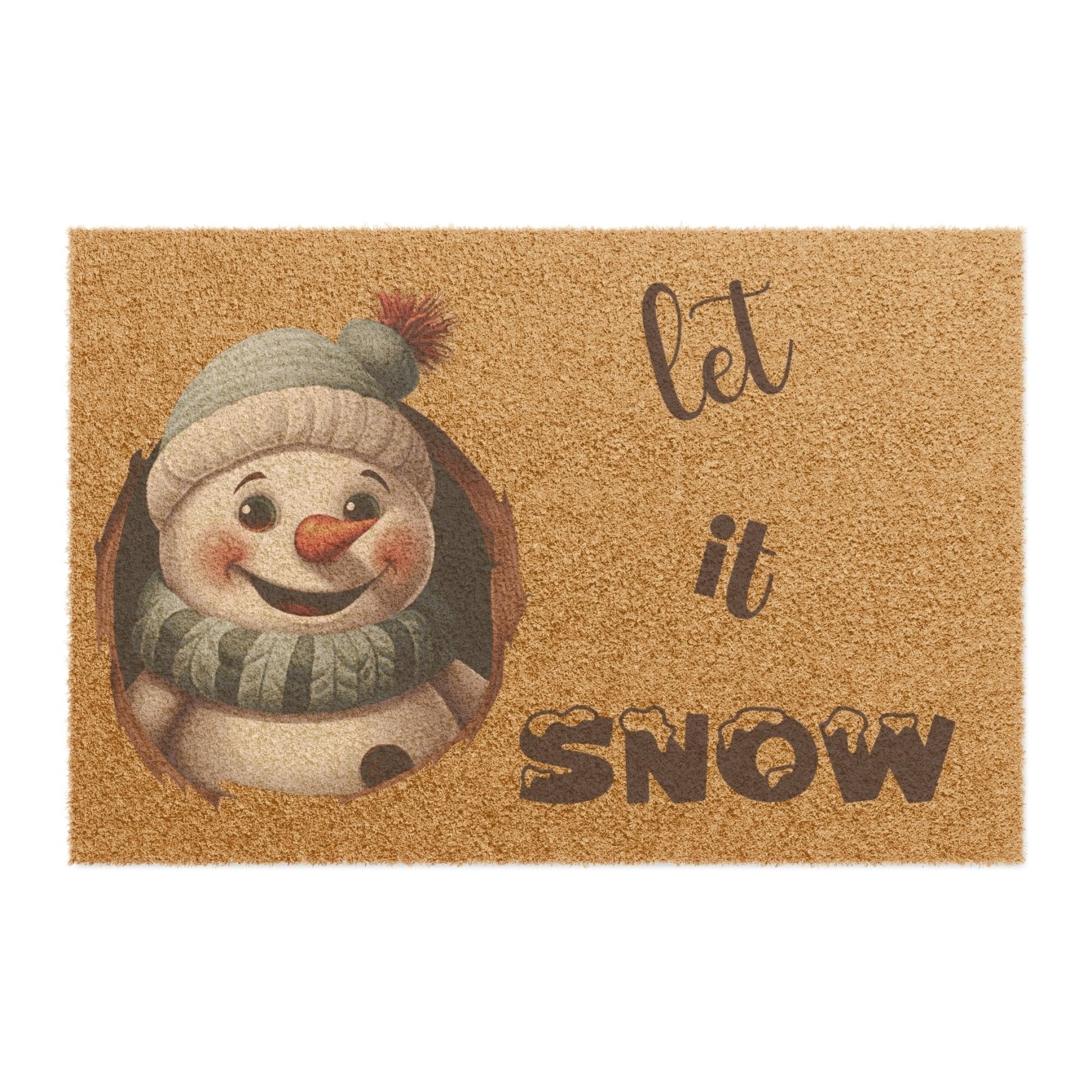 Doormat, Door Mat, Snowman, Winter, Let it Snow Brown 2, Snowman 1 - Janlyn's Crafts