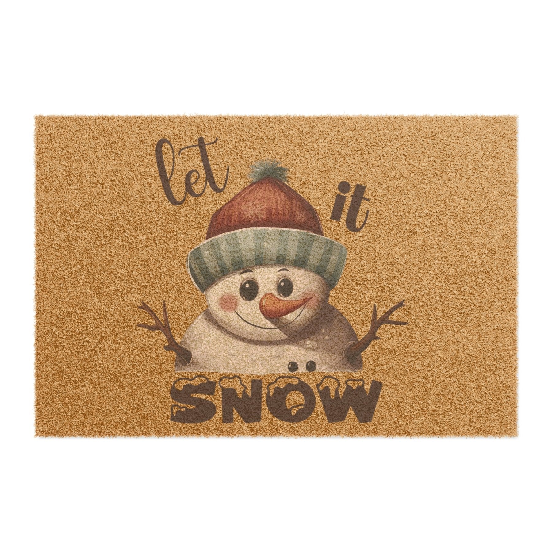 Doormat, Door Mat, Snowman, Winter, Let it Snow Brown, Snowman 4 - Janlyn's Crafts