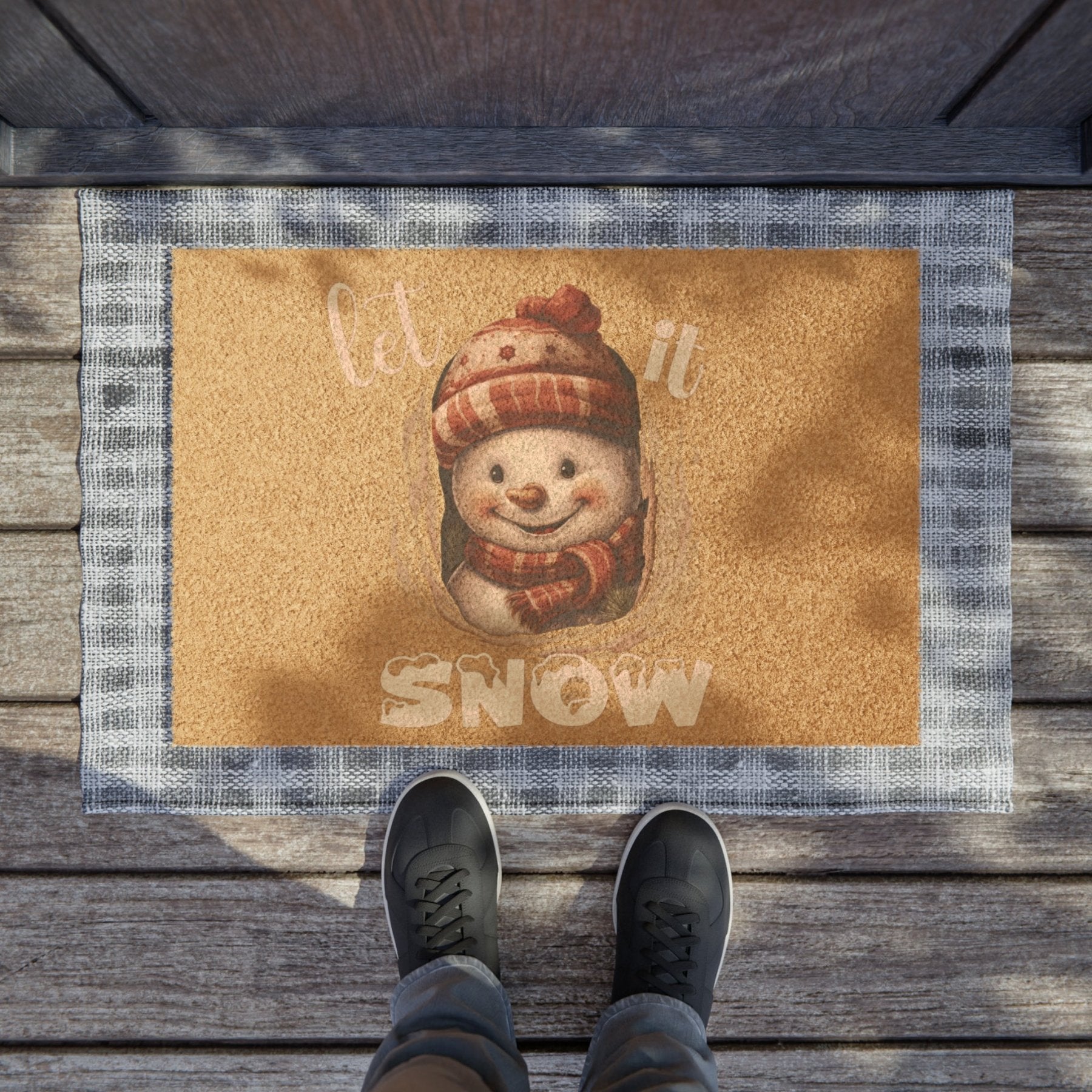 Doormat, Door Mat, Snowman, Winter, Let it Snow White 1, Snowman 3 - Janlyn's Crafts