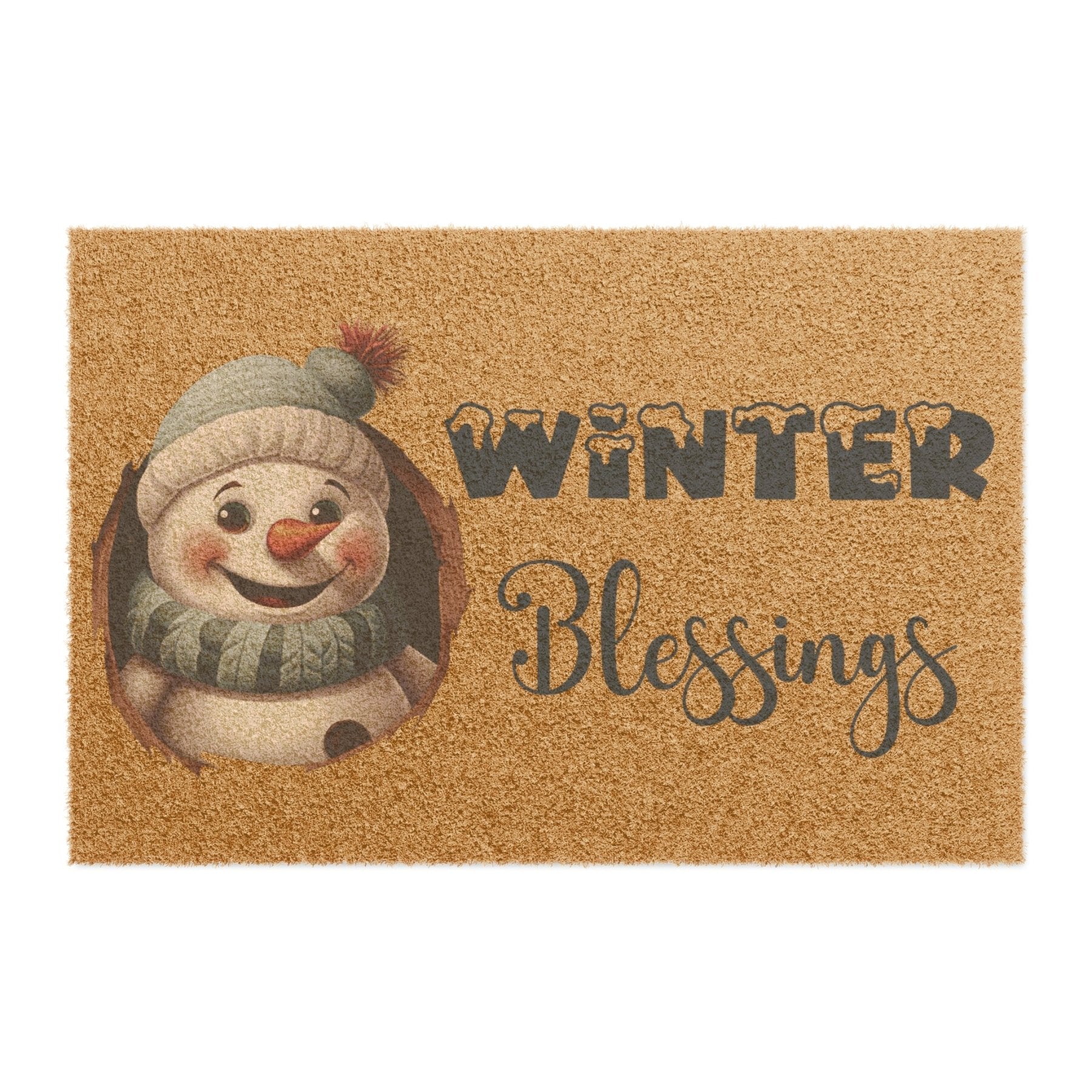 Doormat, Door Mat, Snowman, Winter, Winter Blessings Blue, Snowman 1 - Janlyn's Crafts