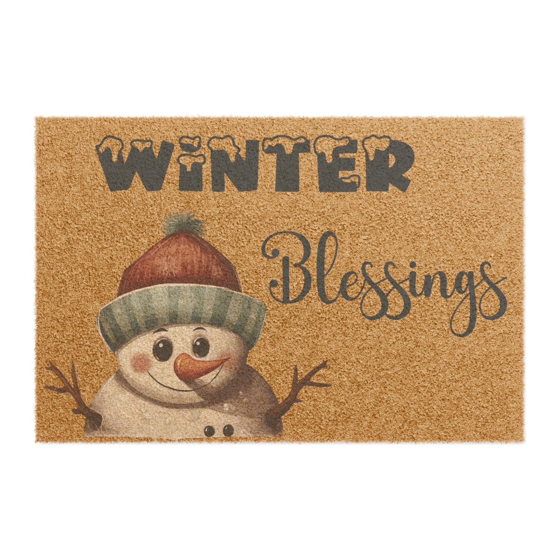 Doormat, Door Mat, Snowman, Winter, Winter Blessings Blue, Snowman 4 - Janlyn's Crafts