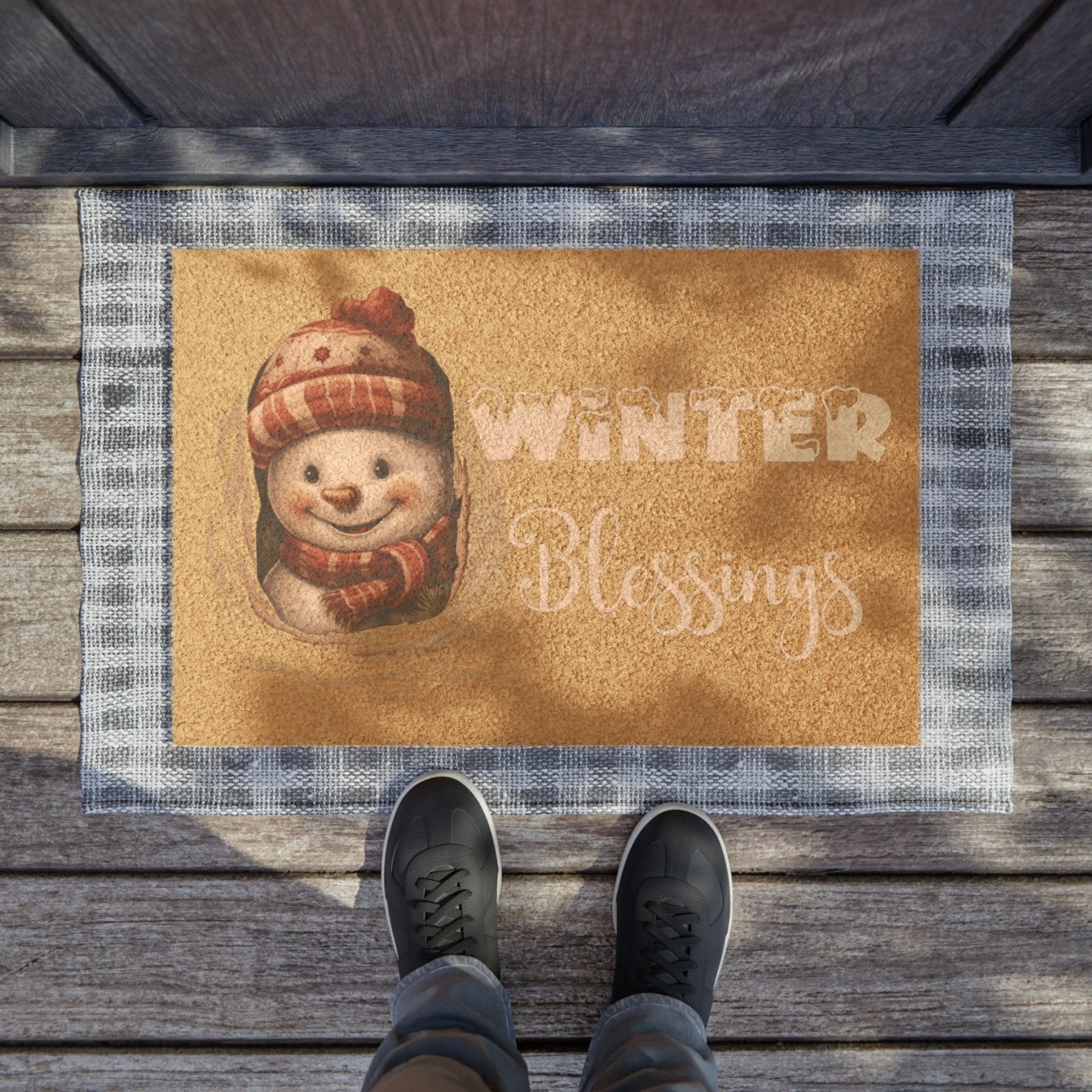 Doormat, Door Mat, Snowman, Winter, Winter Blessings White, Snowman 3 - Janlyn's Crafts