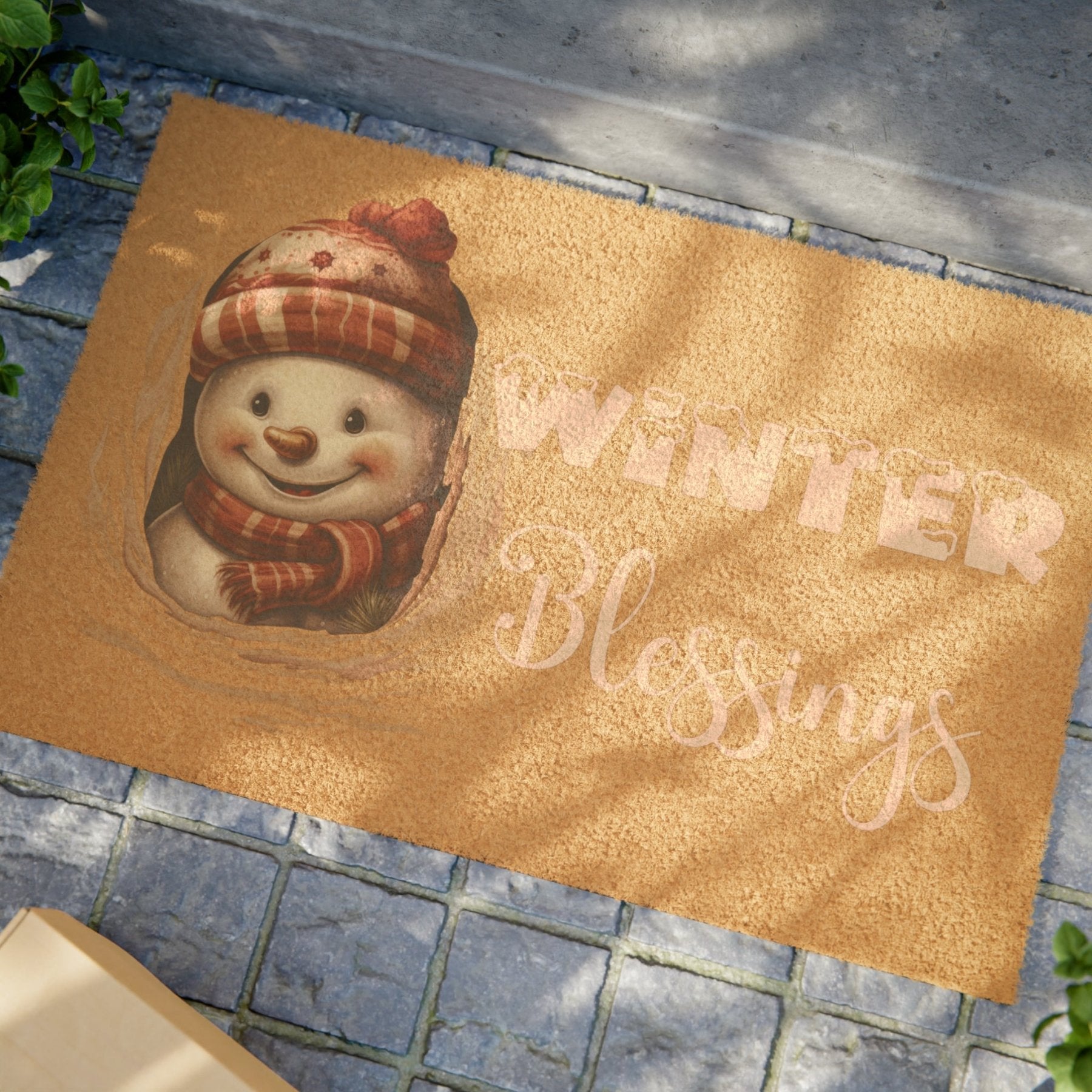 Doormat, Door Mat, Snowman, Winter, Winter Blessings White, Snowman 3 - Janlyn's Crafts