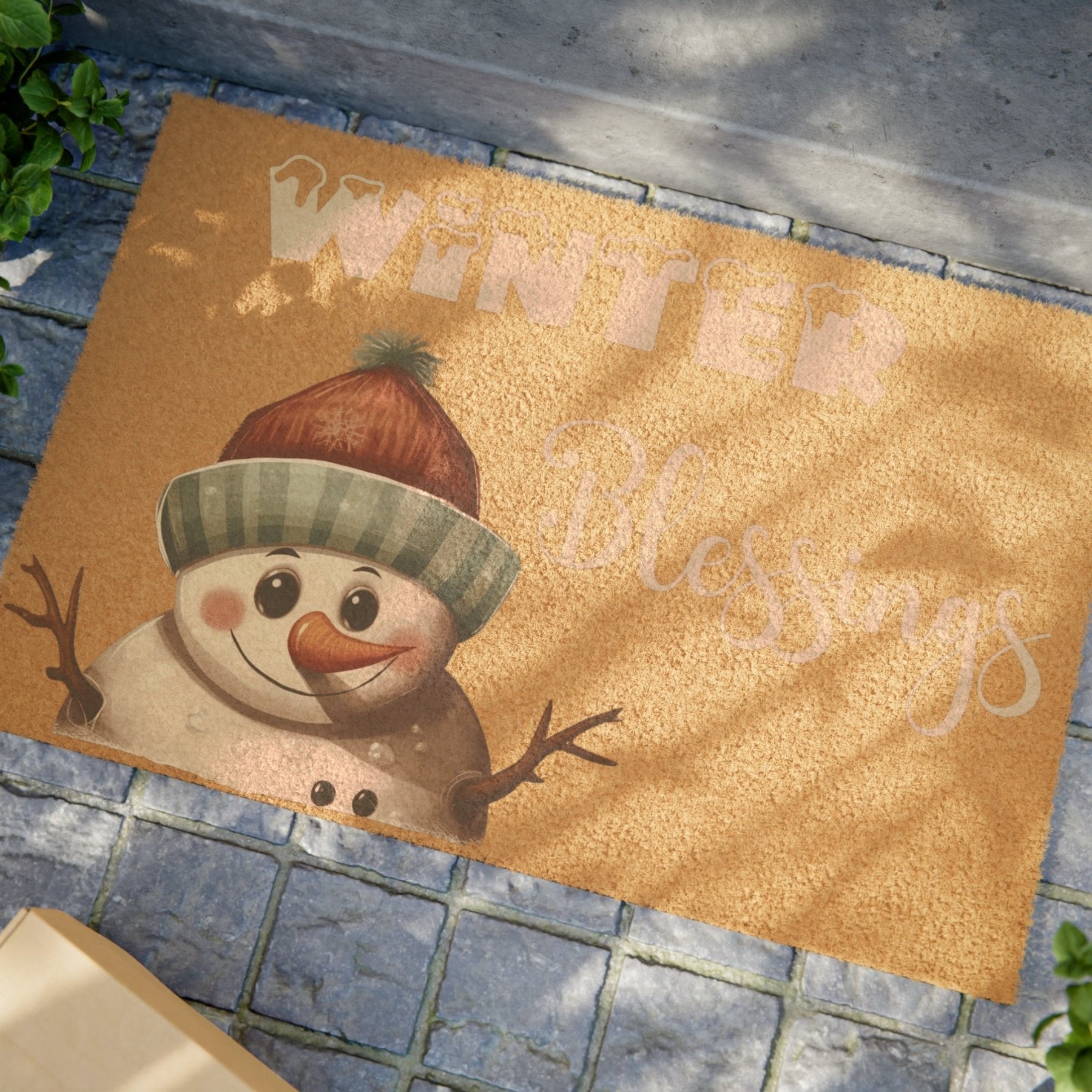 Doormat, Door Mat, Snowman, Winter, Winter Blessings White, Snowman 4 - Janlyn's Crafts