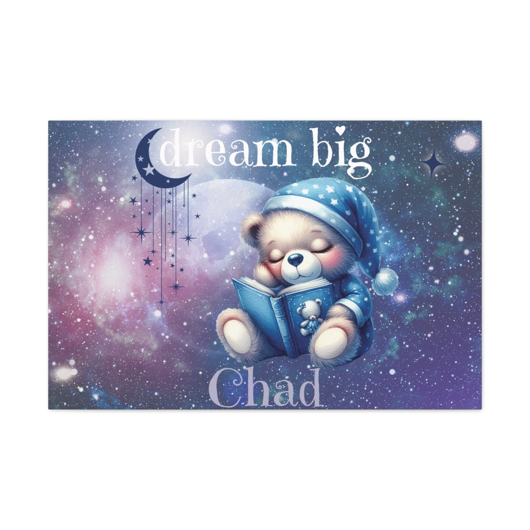 Dream Big, Personalized Sleeping Bear, Blue - Janlyn's Crafts