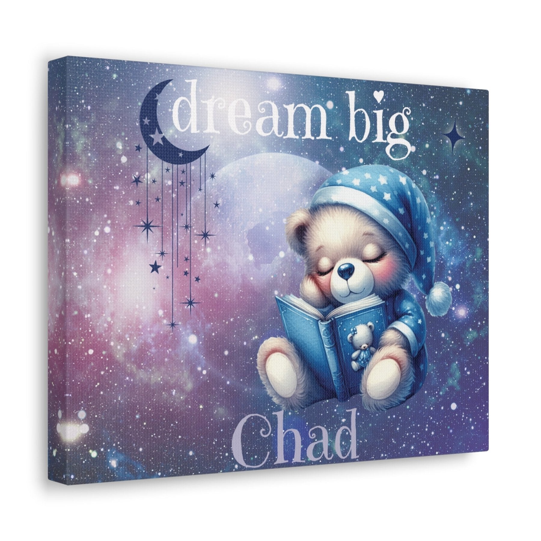 Dream Big, Personalized Sleeping Bear, Blue - Janlyn's Crafts