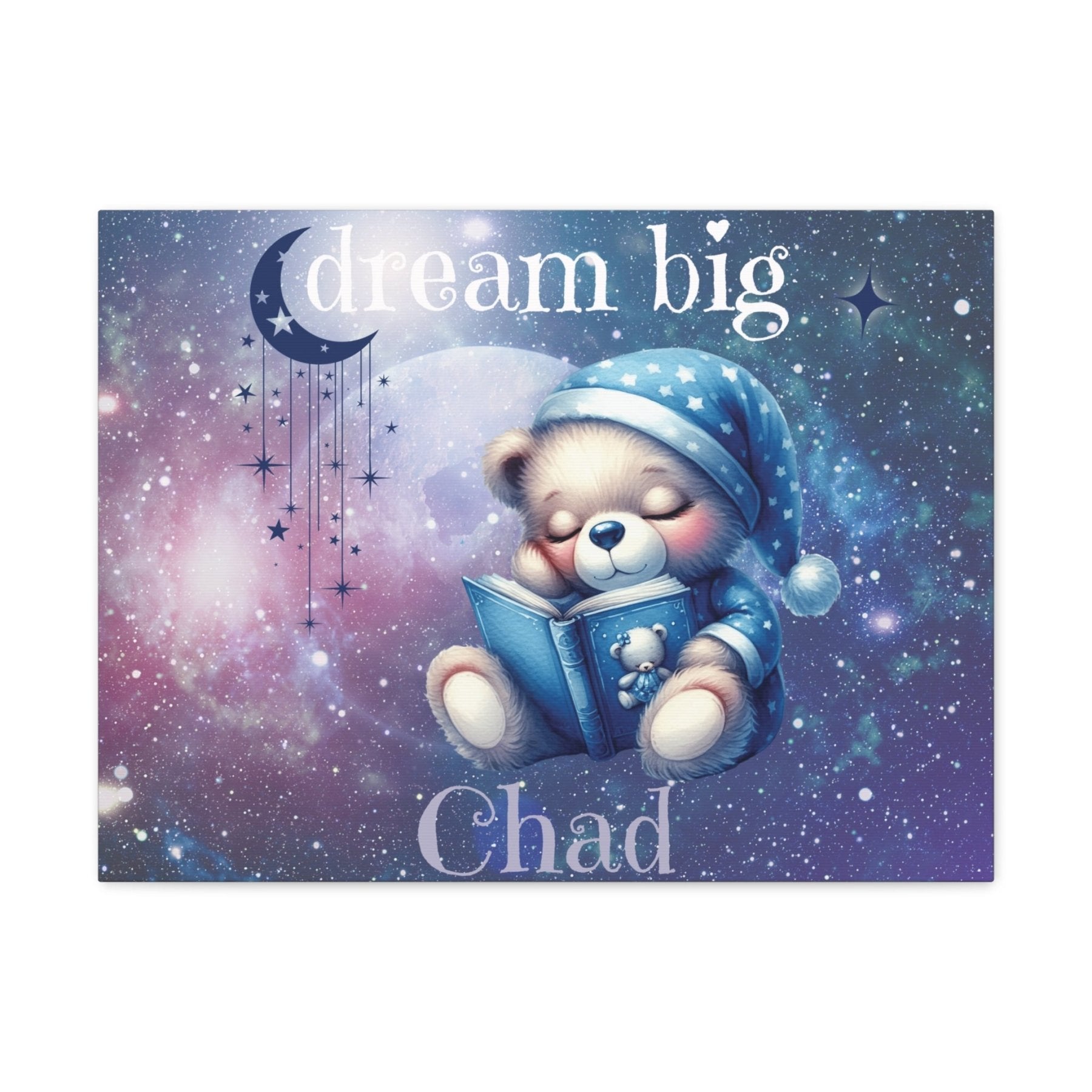 Dream Big, Personalized Sleeping Bear, Blue - Janlyn's Crafts