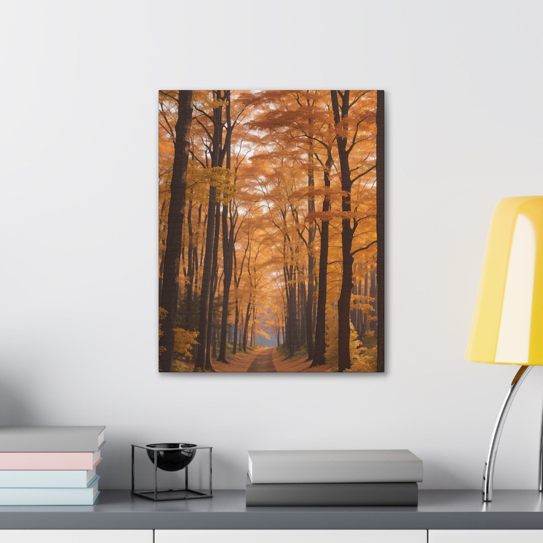 Canvas print of Forest scene in the season of Fall Autumn hung on a wall | Janlyn's Crafts