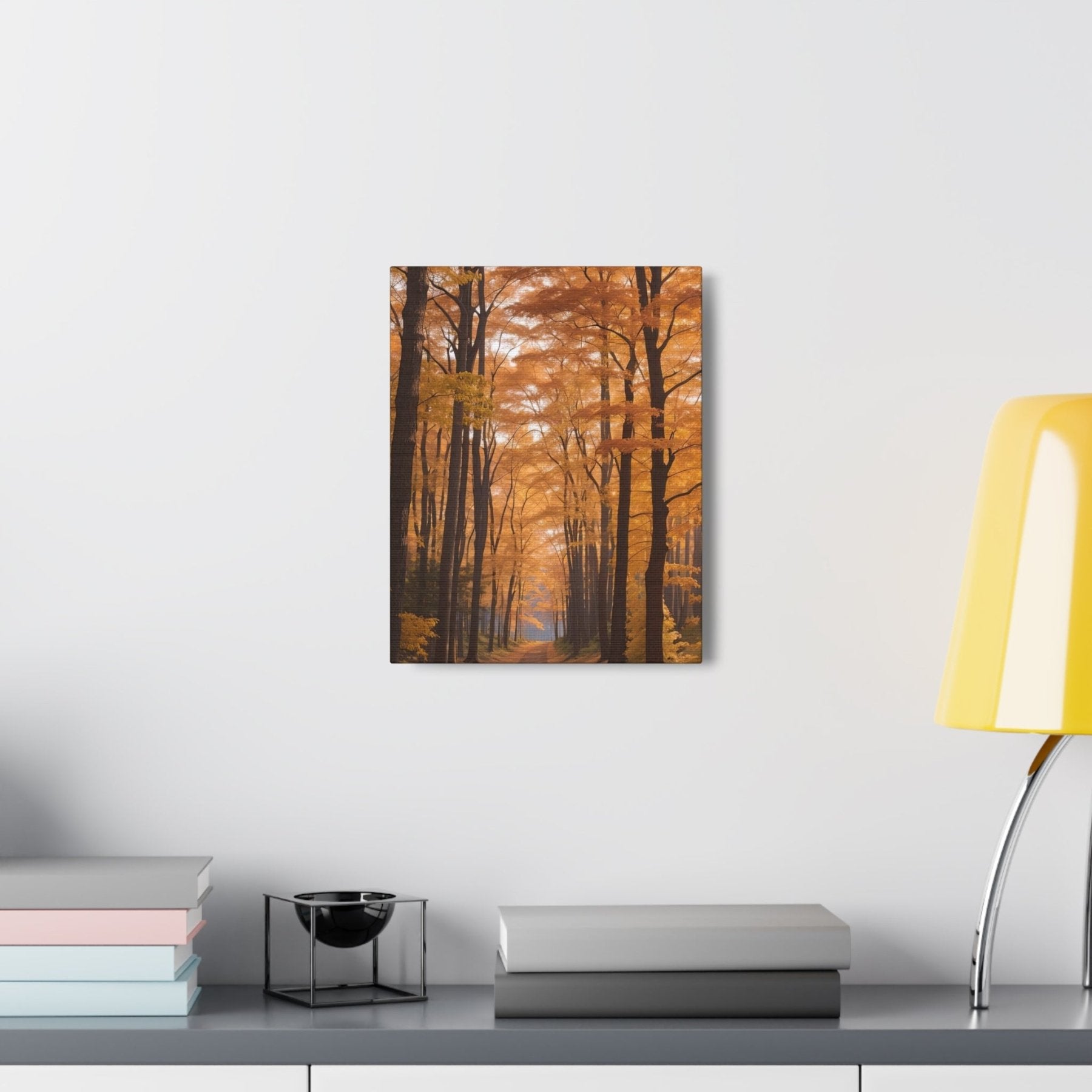 Canvas print of Forest scene in the season of Fall Autumn hung on a wall | Janlyn's Crafts