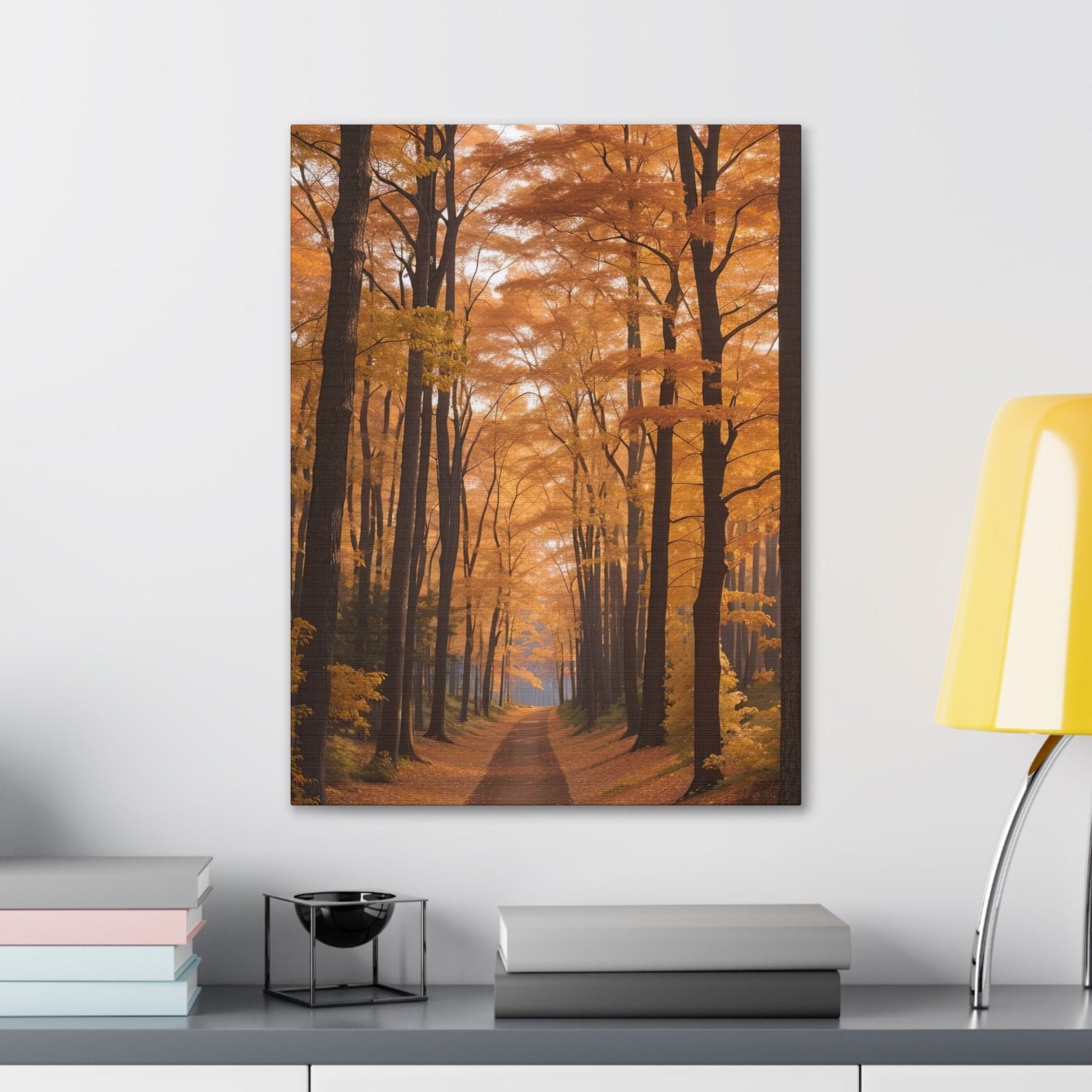 Canvas print of Forest scene in the season of Fall Autumn hung on a wall | Janlyn's Crafts