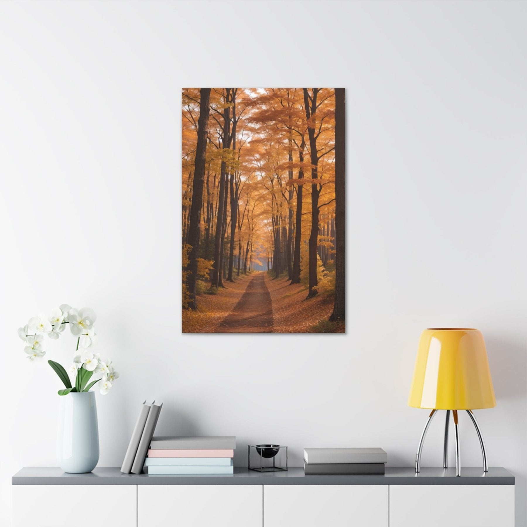 Canvas print of Forest scene in the season of Fall Autumn hung on a wall | Janlyn's Crafts