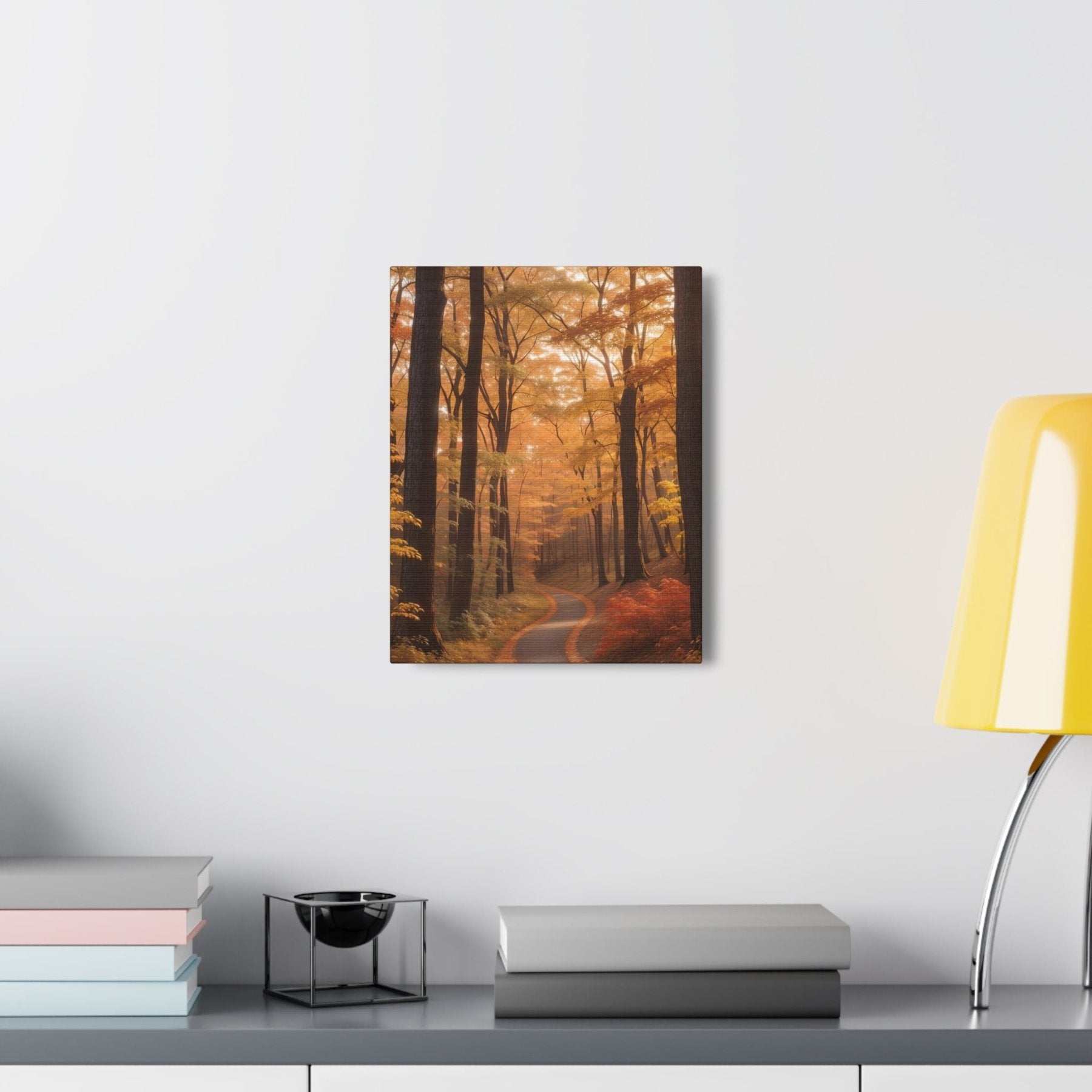 Canvas print of Forest scene in the season of Fall Autumn hung on a wall | Janlyn's Crafts