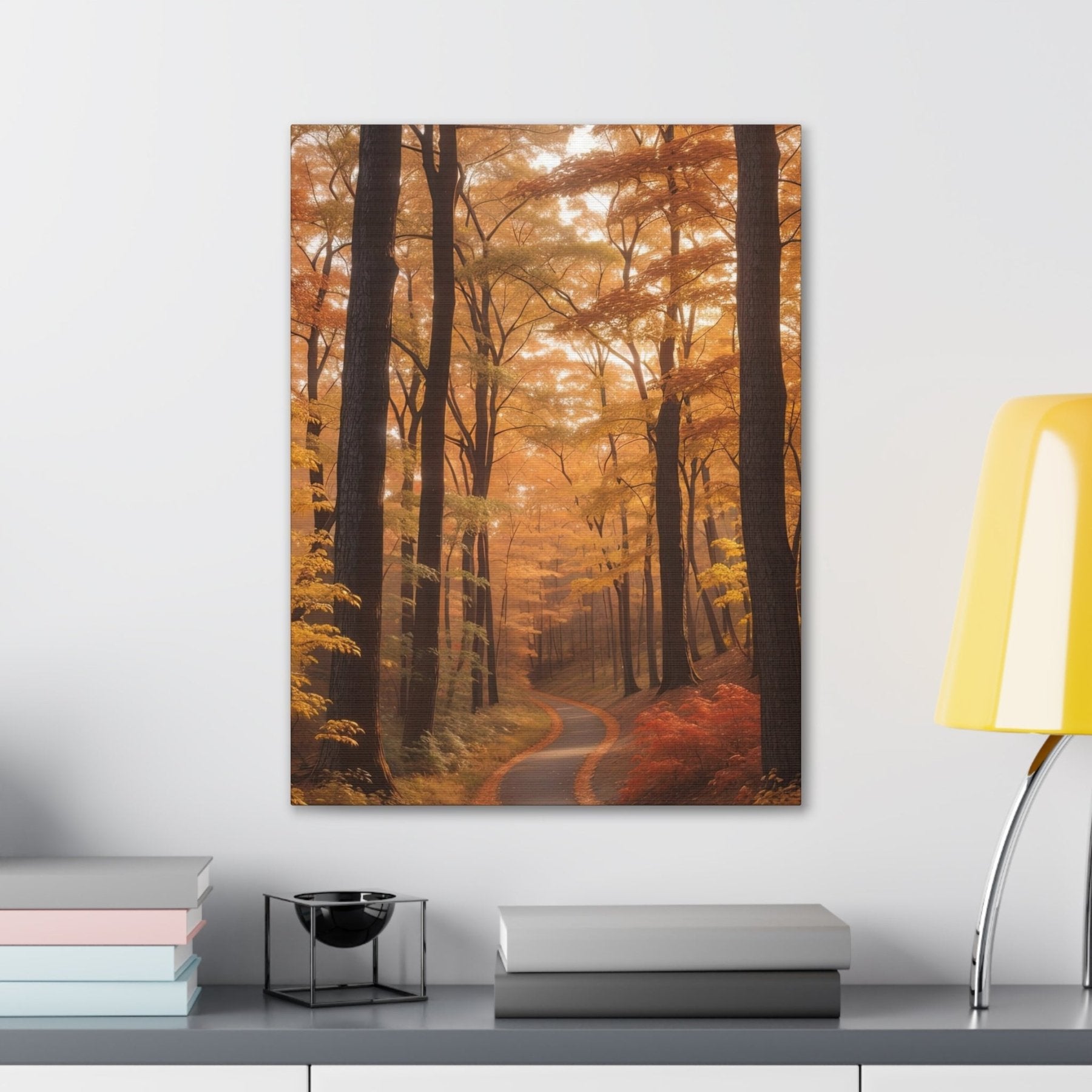 Canvas print of Forest scene in the season of Fall Autumn hung on a wall | Janlyn's Crafts