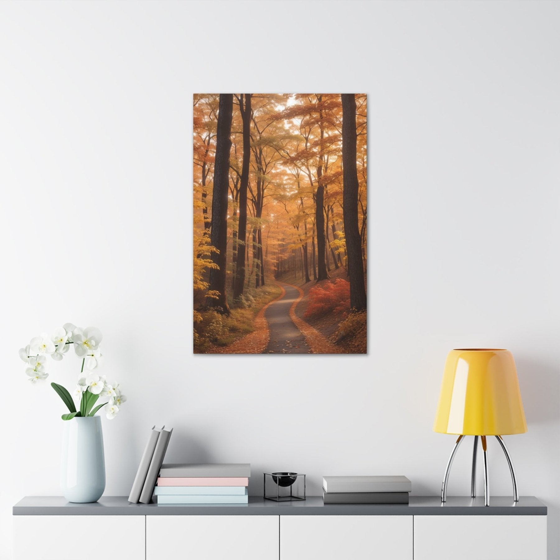 Canvas print of Forest scene in the season of Fall Autumn hung on a wall | Janlyn's Crafts