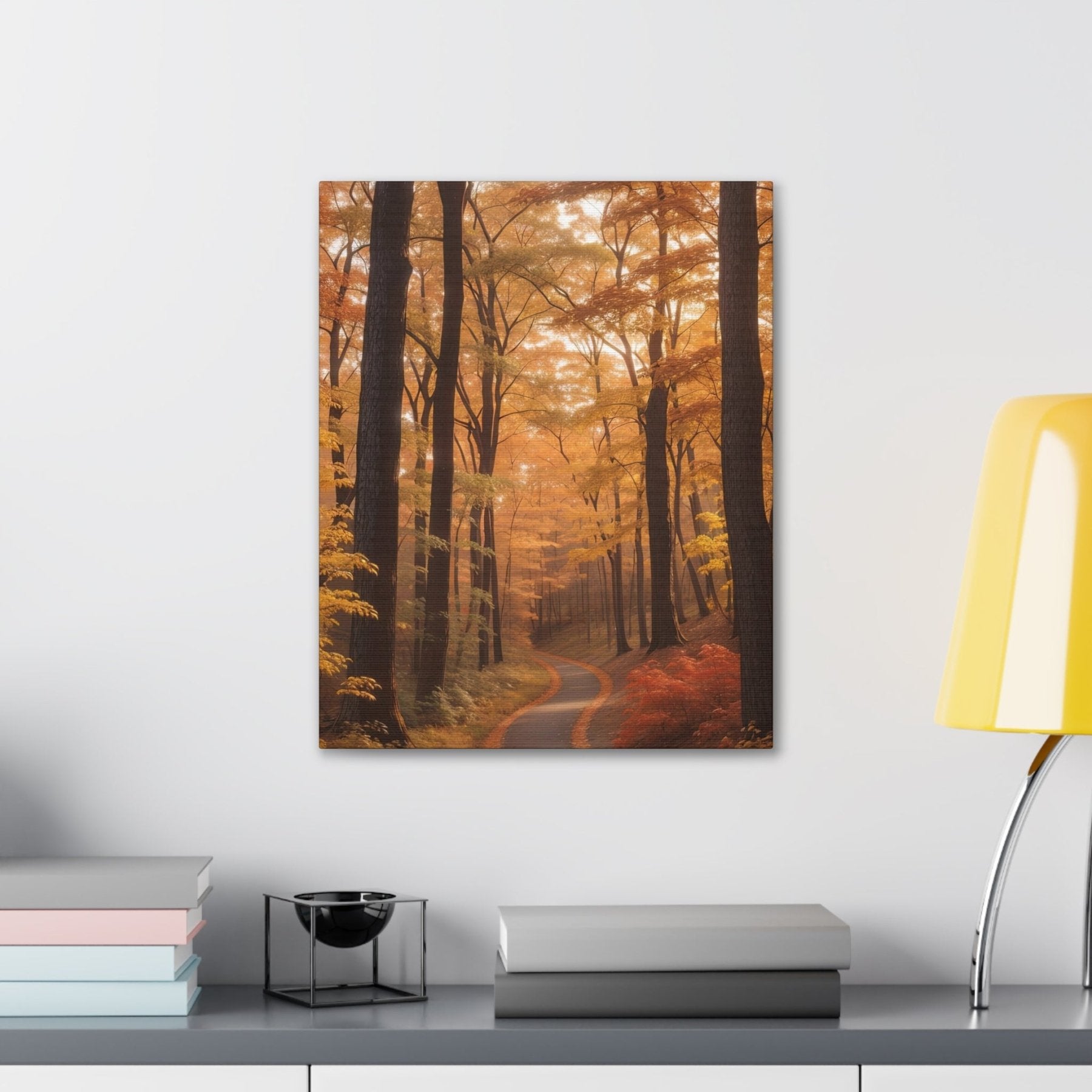 Canvas print of Forest scene in the season of Fall Autumn hung on a wall | Janlyn's Crafts