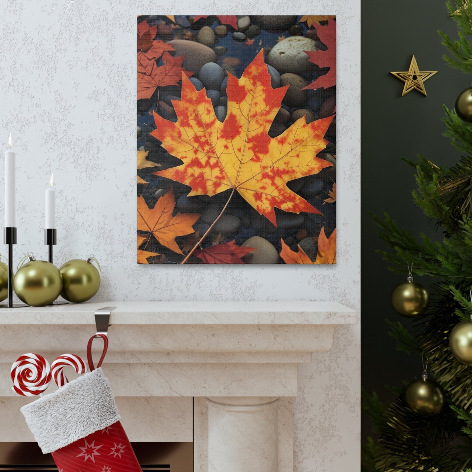 Canvas print of Forest scene in the season of Fall Autumn hung on a wall | Janlyn's Crafts