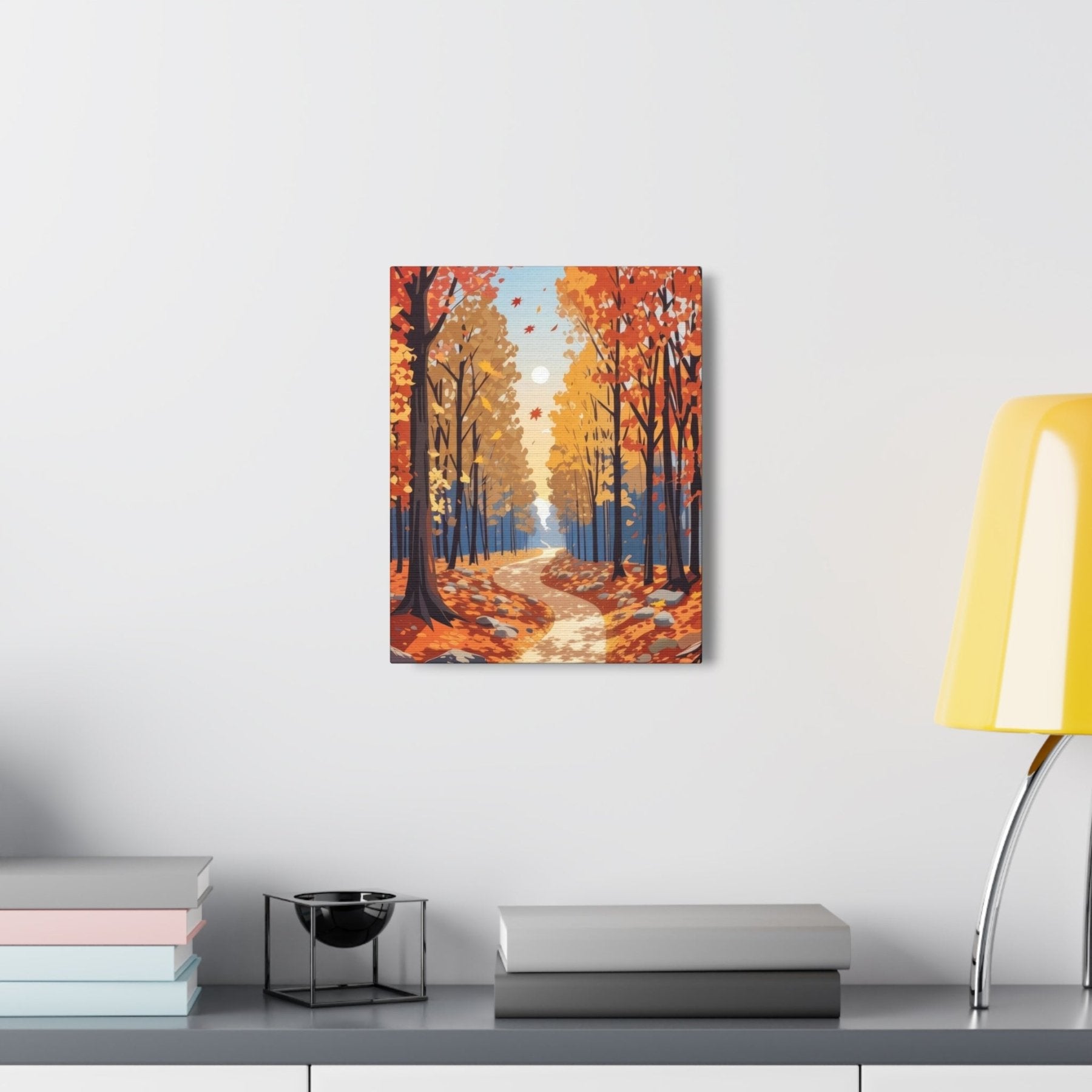 Canvas print of Forest scene in the season of Fall Autumn hung on a wall | Janlyn's Crafts