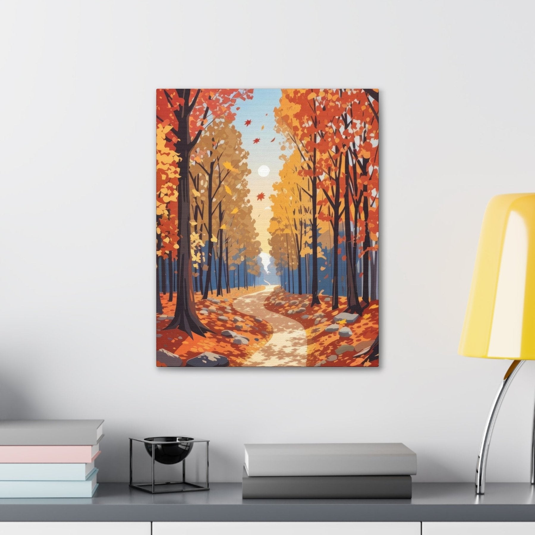 Canvas print of Forest scene in the season of Fall Autumn hung on a wall | Janlyn's Crafts