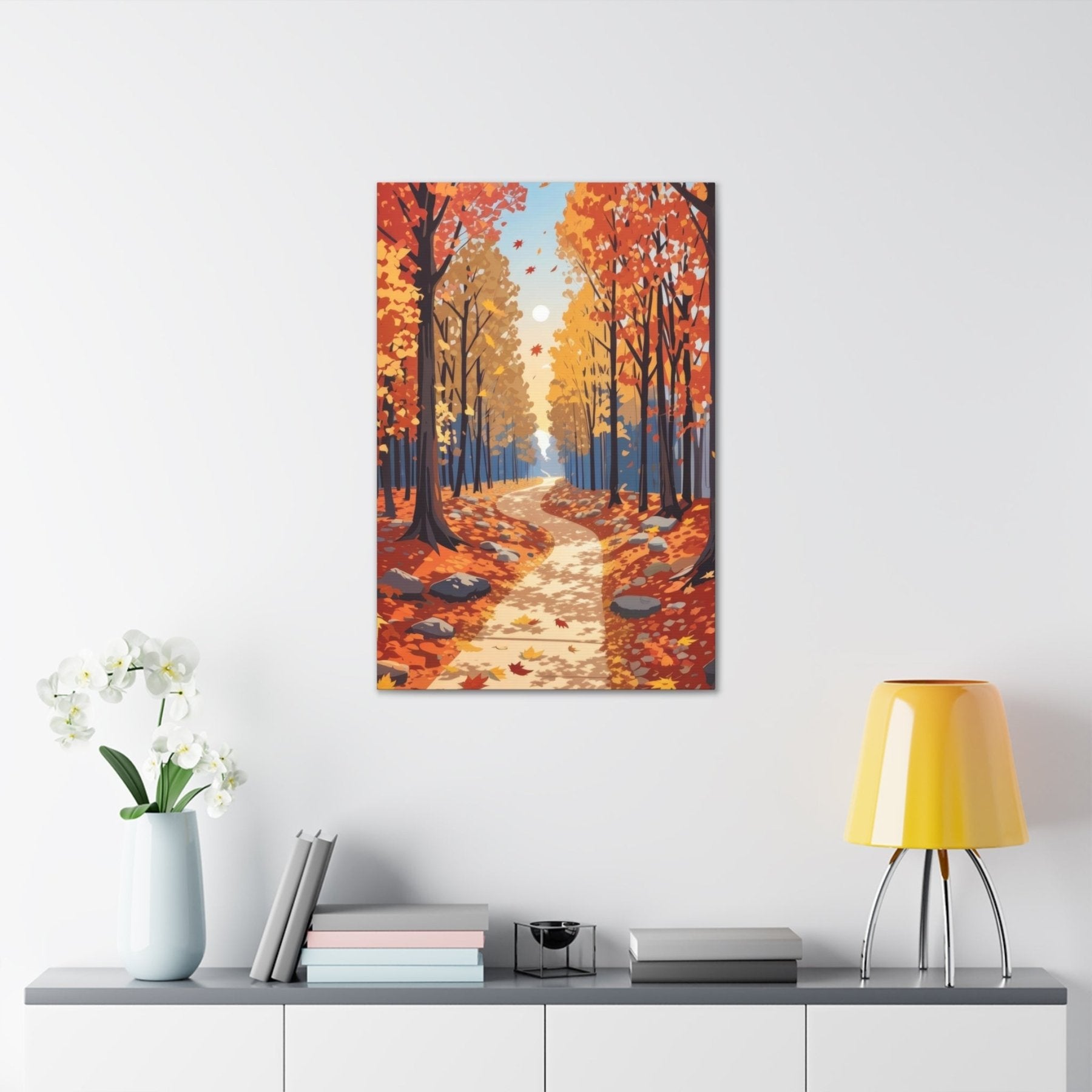 Canvas print of Forest scene in the season of Fall Autumn hung on a wall | Janlyn's Crafts