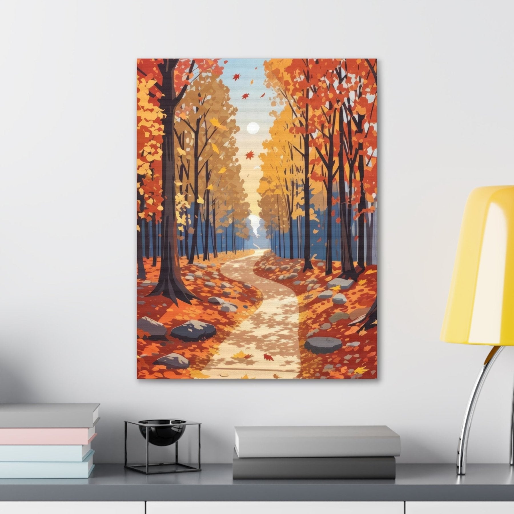 Canvas print of Forest scene in the season of Fall Autumn hung on a wall | Janlyn's Crafts