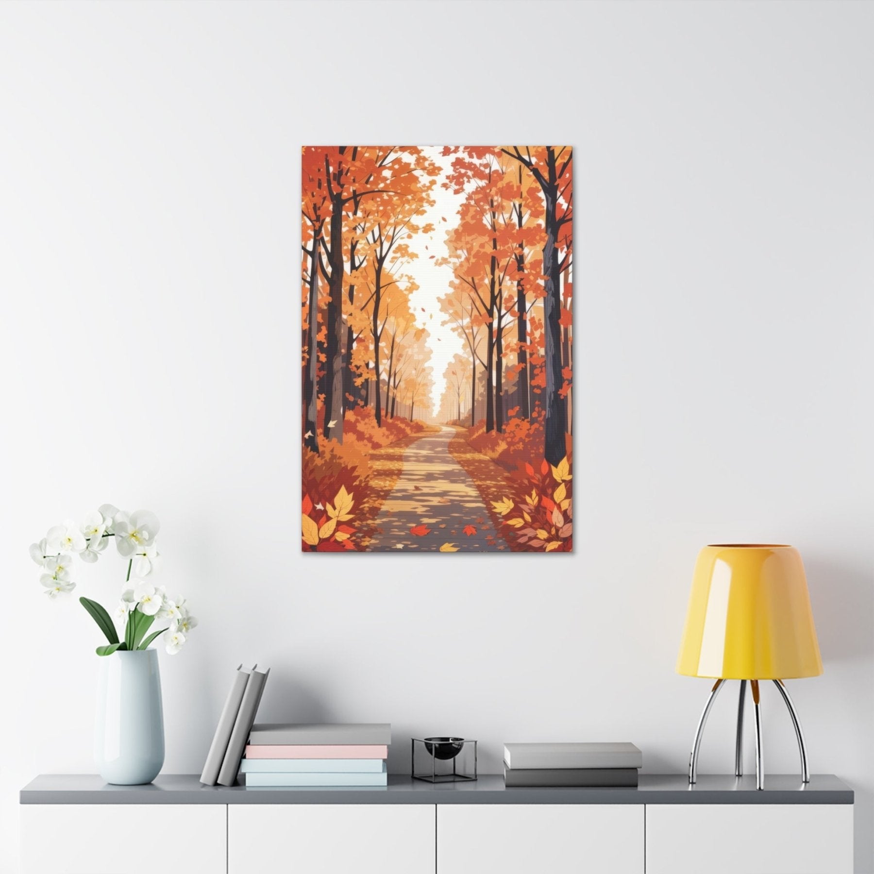 Canvas print of Forest scene in the season of Fall Autumn hung on a wall | Janlyn's Crafts