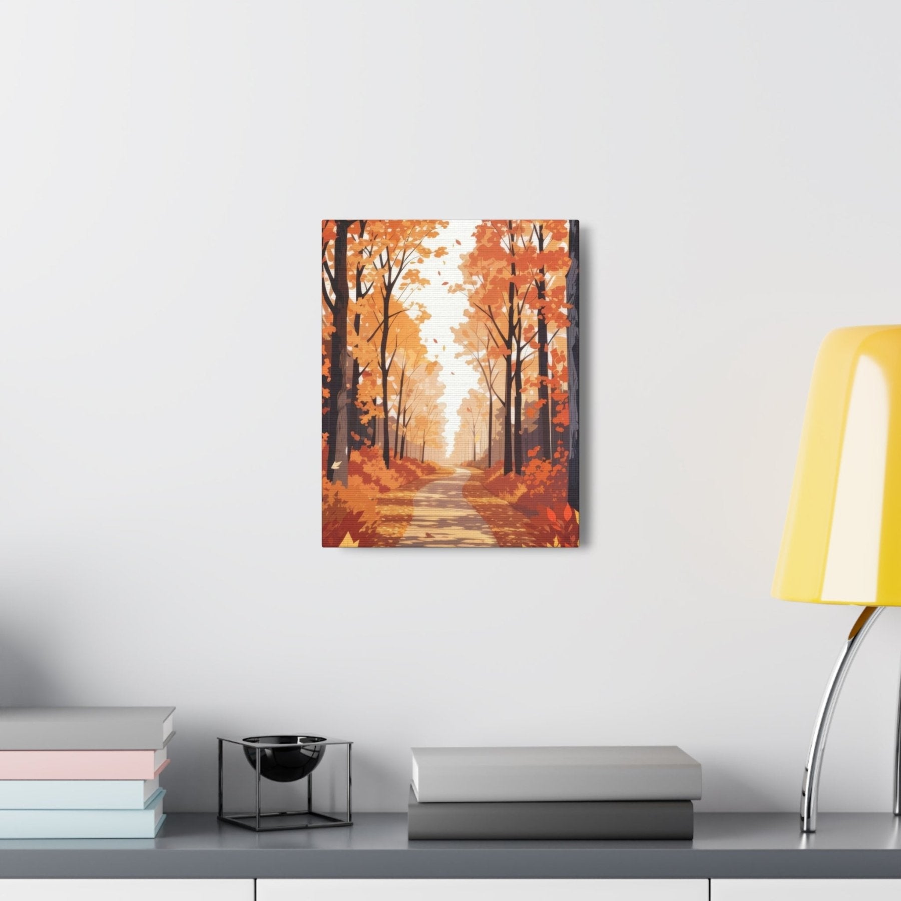 Canvas print of Forest scene in the season of Fall Autumn hung on a wall | Janlyn's Crafts