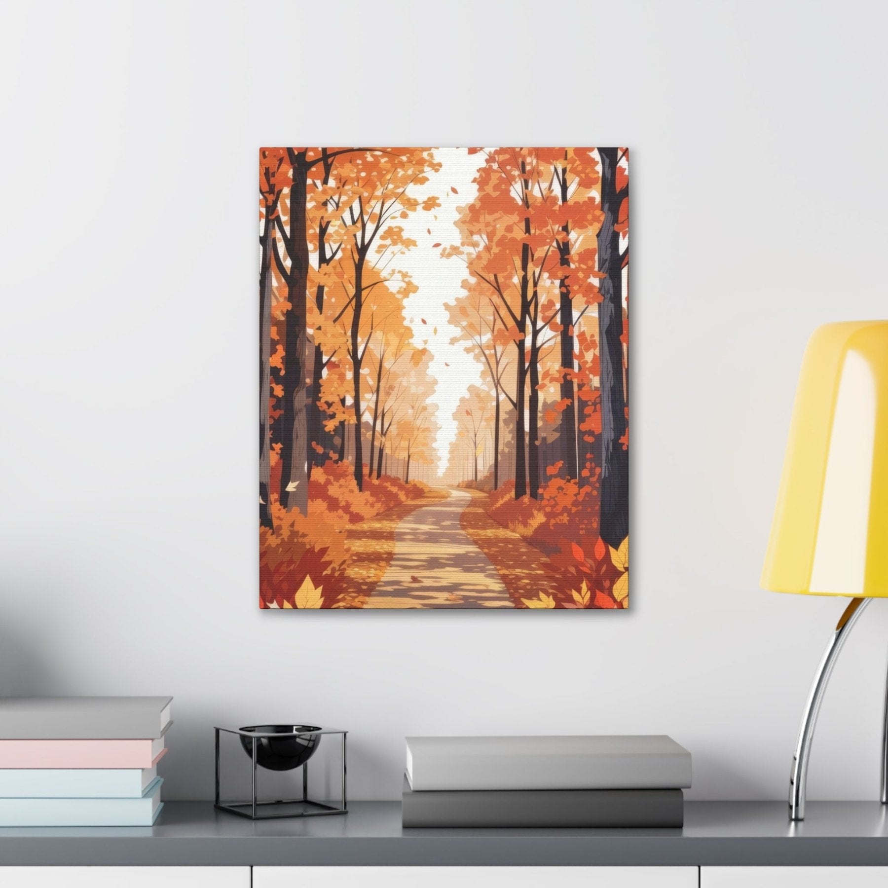 Canvas print of Forest scene in the season of Fall Autumn hung on a wall | Janlyn's Crafts