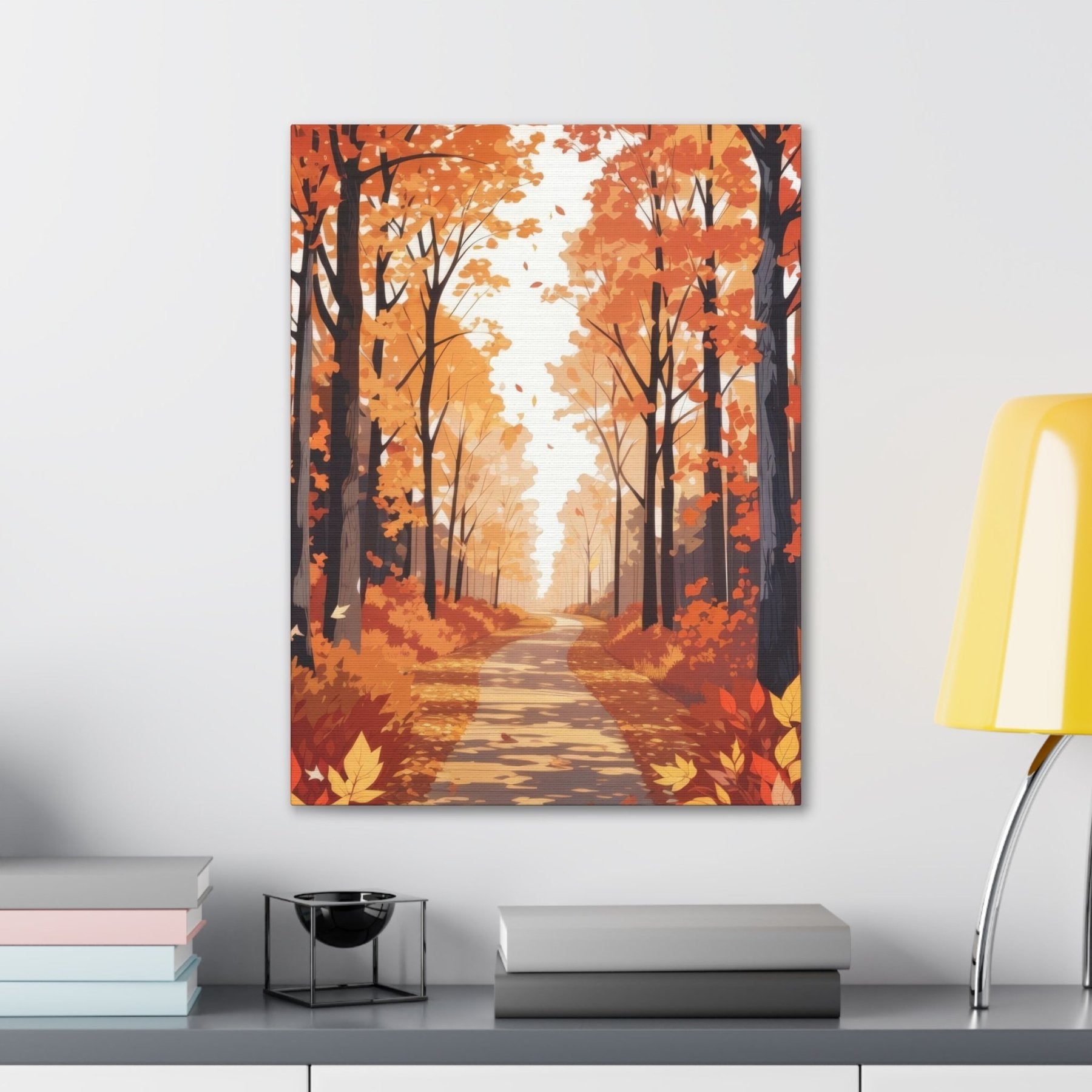 Canvas print of Forest scene in the season of Fall Autumn hung on a wall | Janlyn's Crafts