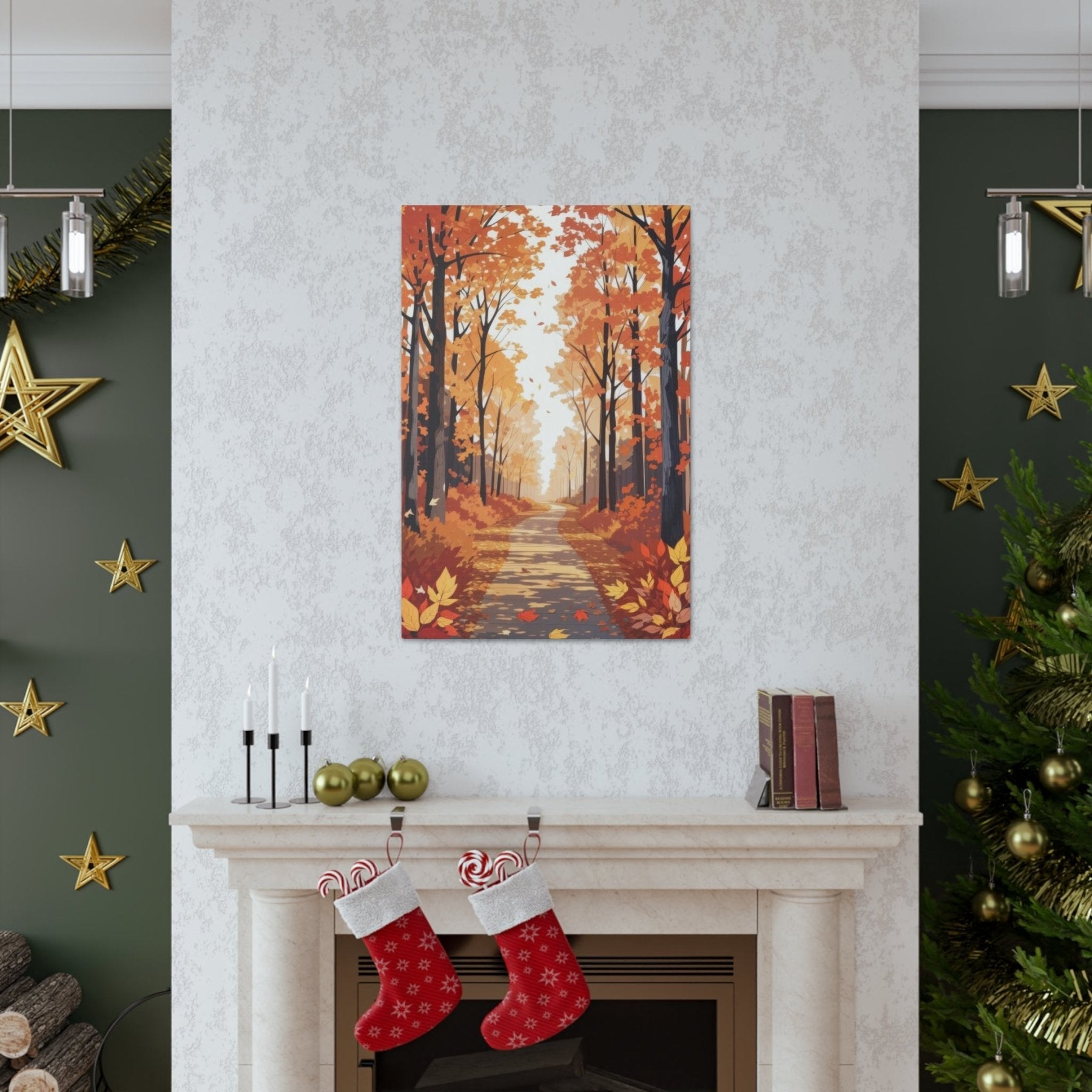 Canvas print of Forest scene in the season of Fall Autumn hung on a wall | Janlyn's Crafts