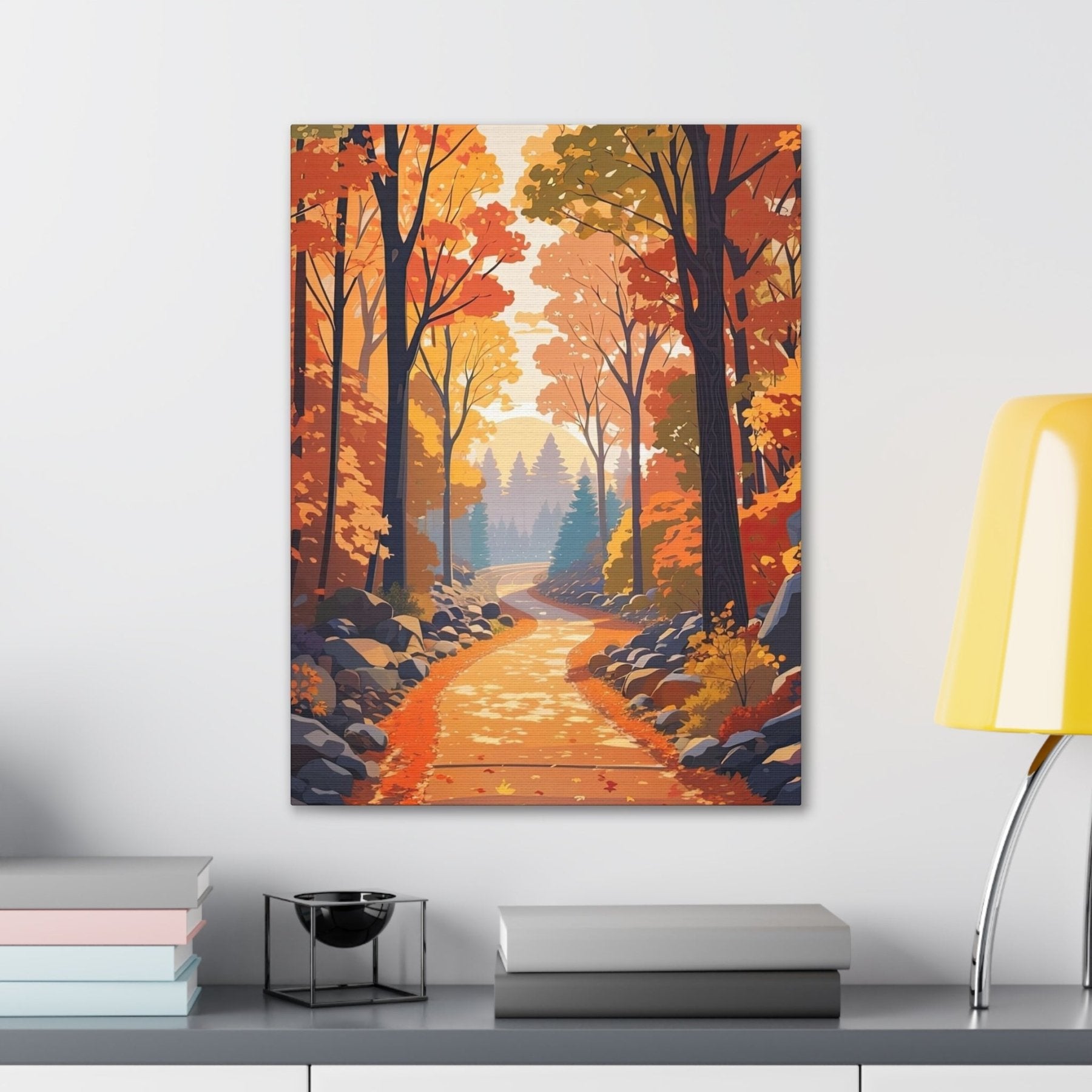 Canvas print of Forest scene in the season of Fall Autumn hung on a wall | Janlyn's Crafts