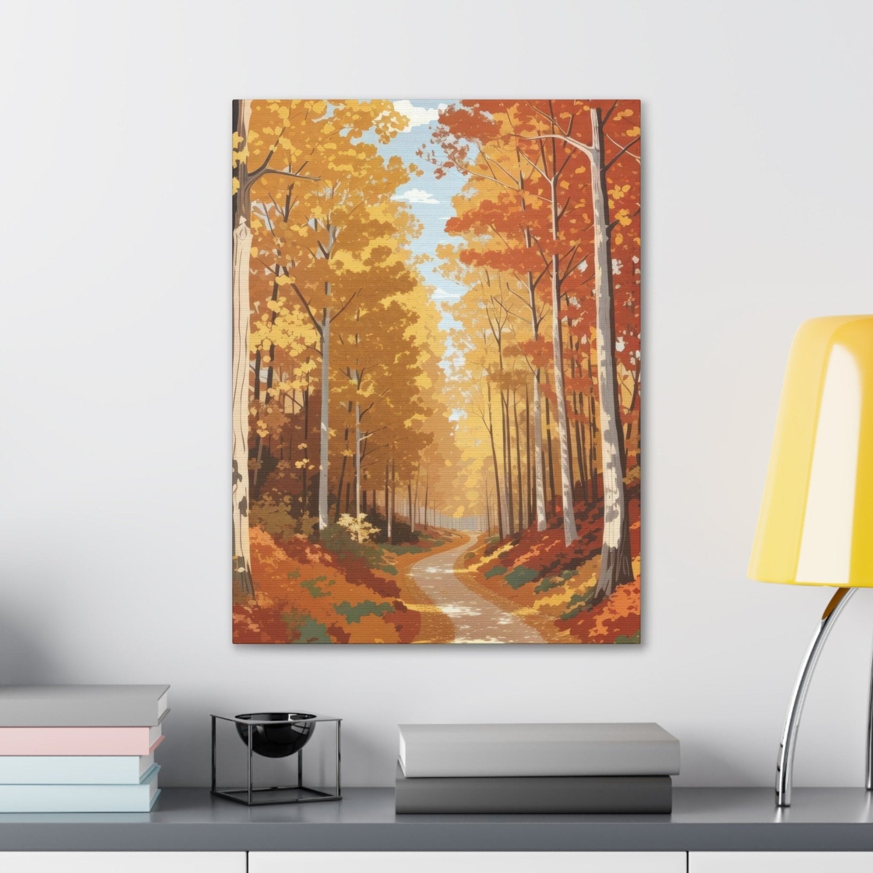 Canvas print of Forest scene in the season of Fall Autumn hung on a wall | Janlyn's Crafts