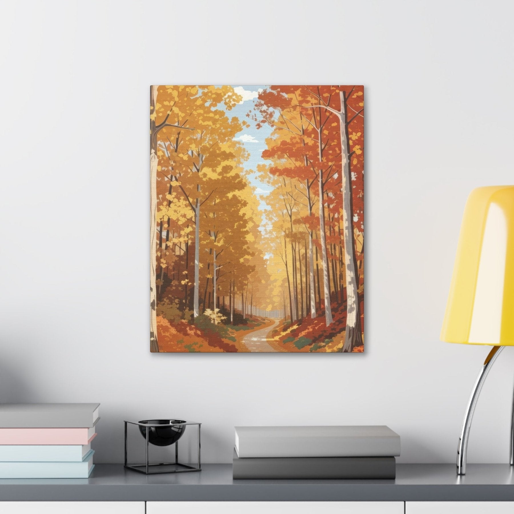 Canvas print of Forest scene in the season of Fall Autumn hung on a wall | Janlyn's Crafts