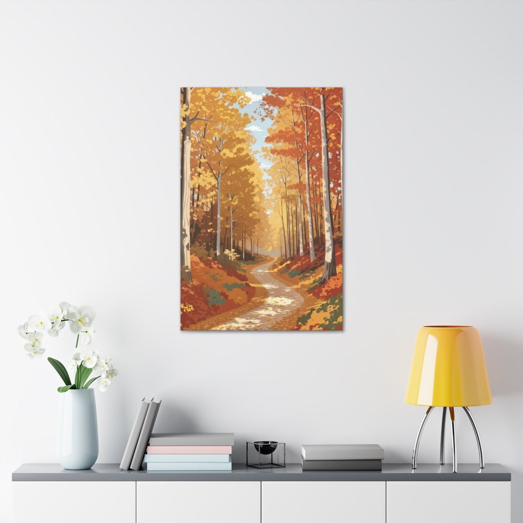 Canvas print of Forest scene in the season of Fall Autumn hung on a wall | Janlyn's Crafts