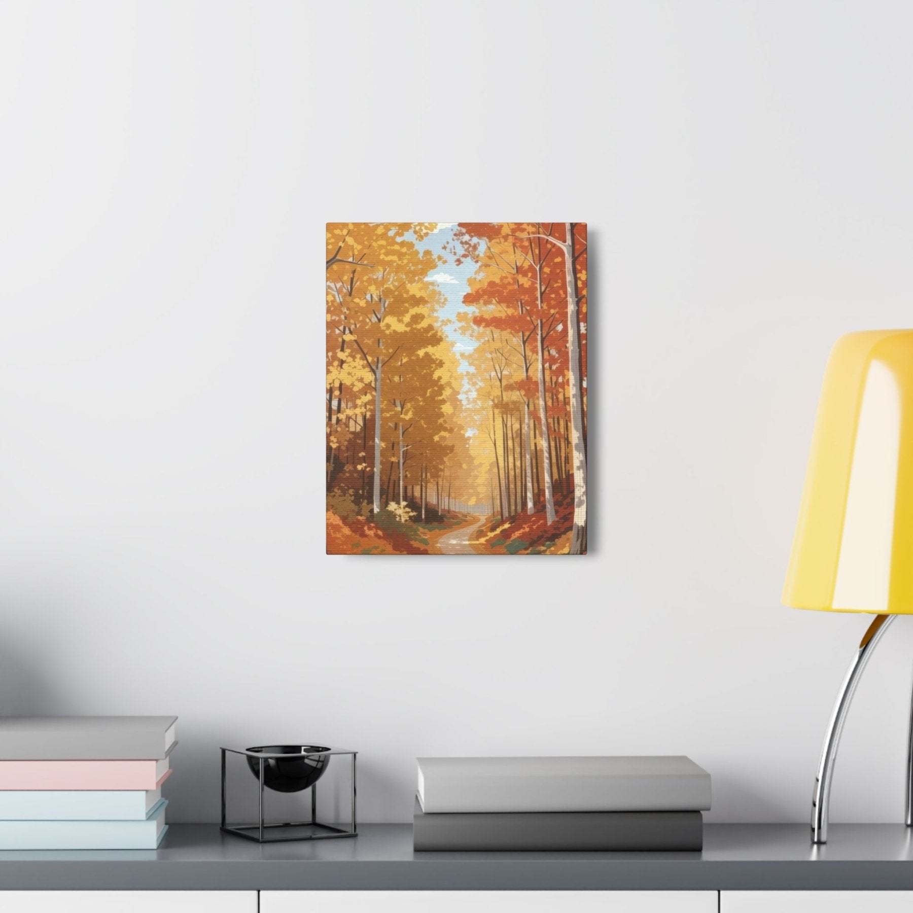 Canvas print of Forest scene in the season of Fall Autumn hung on a wall | Janlyn's Crafts