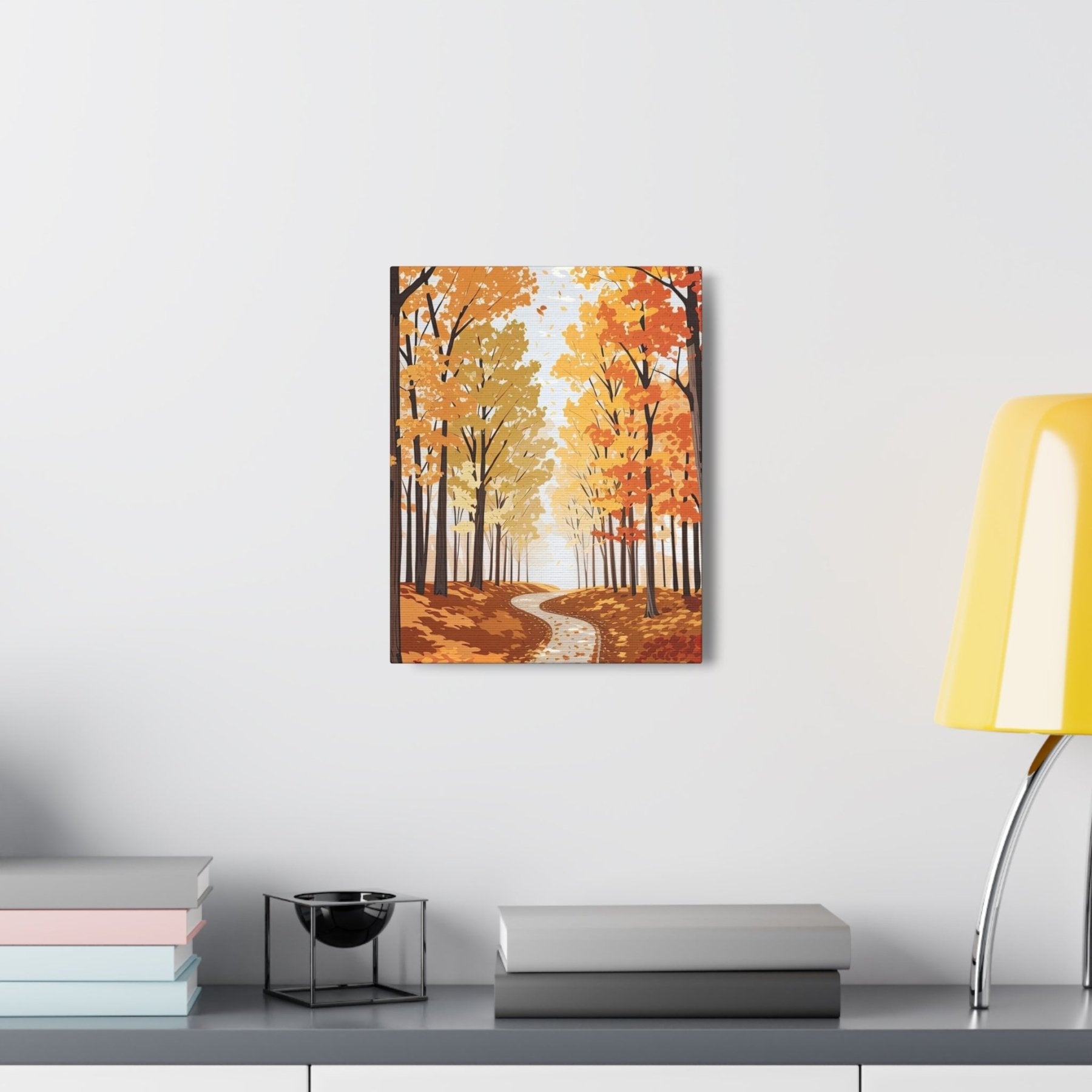 Canvas print of Forest scene in the season of Fall Autumn hung on a wall | Janlyn's Crafts