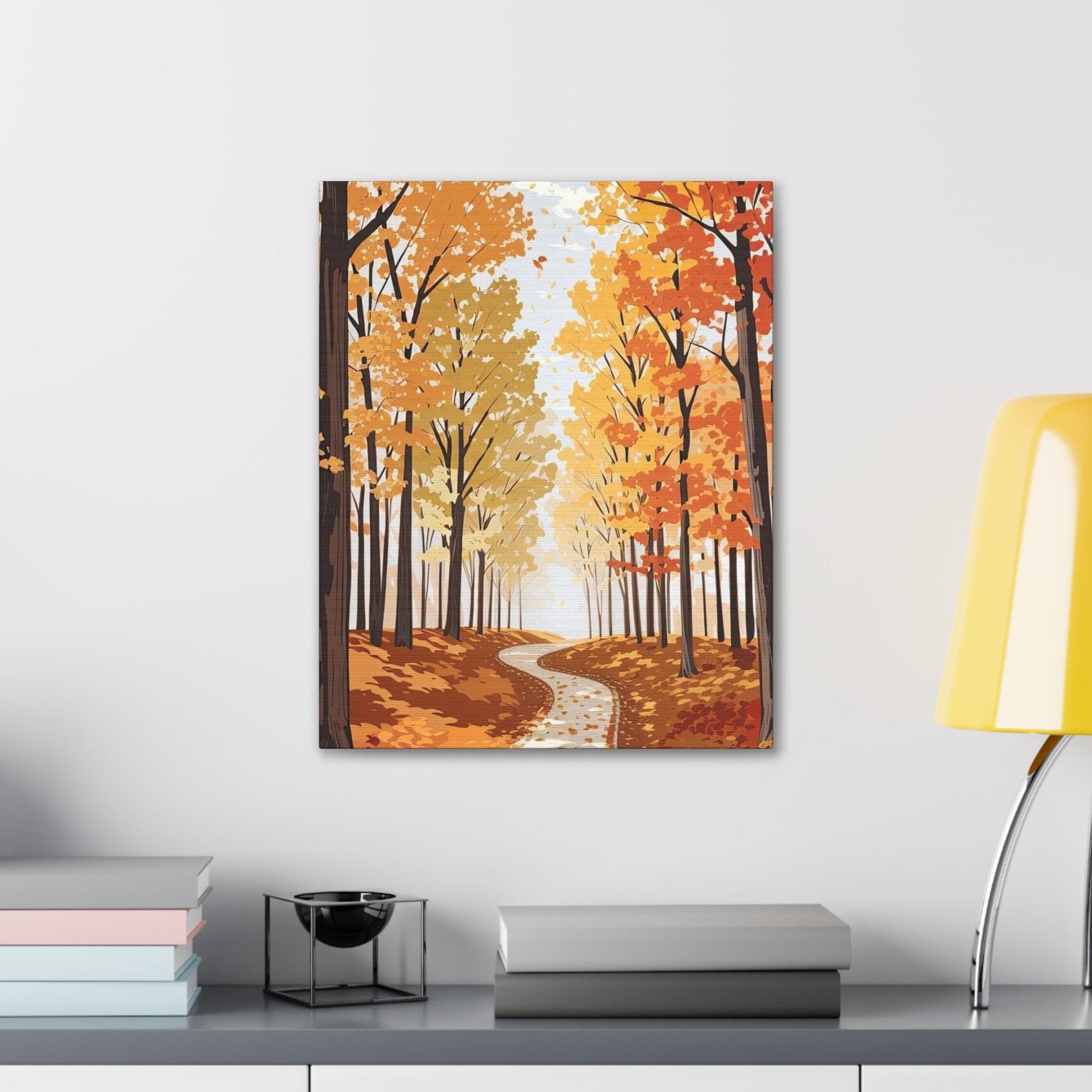 Canvas print of Forest scene in the season of Fall Autumn hung on a wall | Janlyn's Crafts