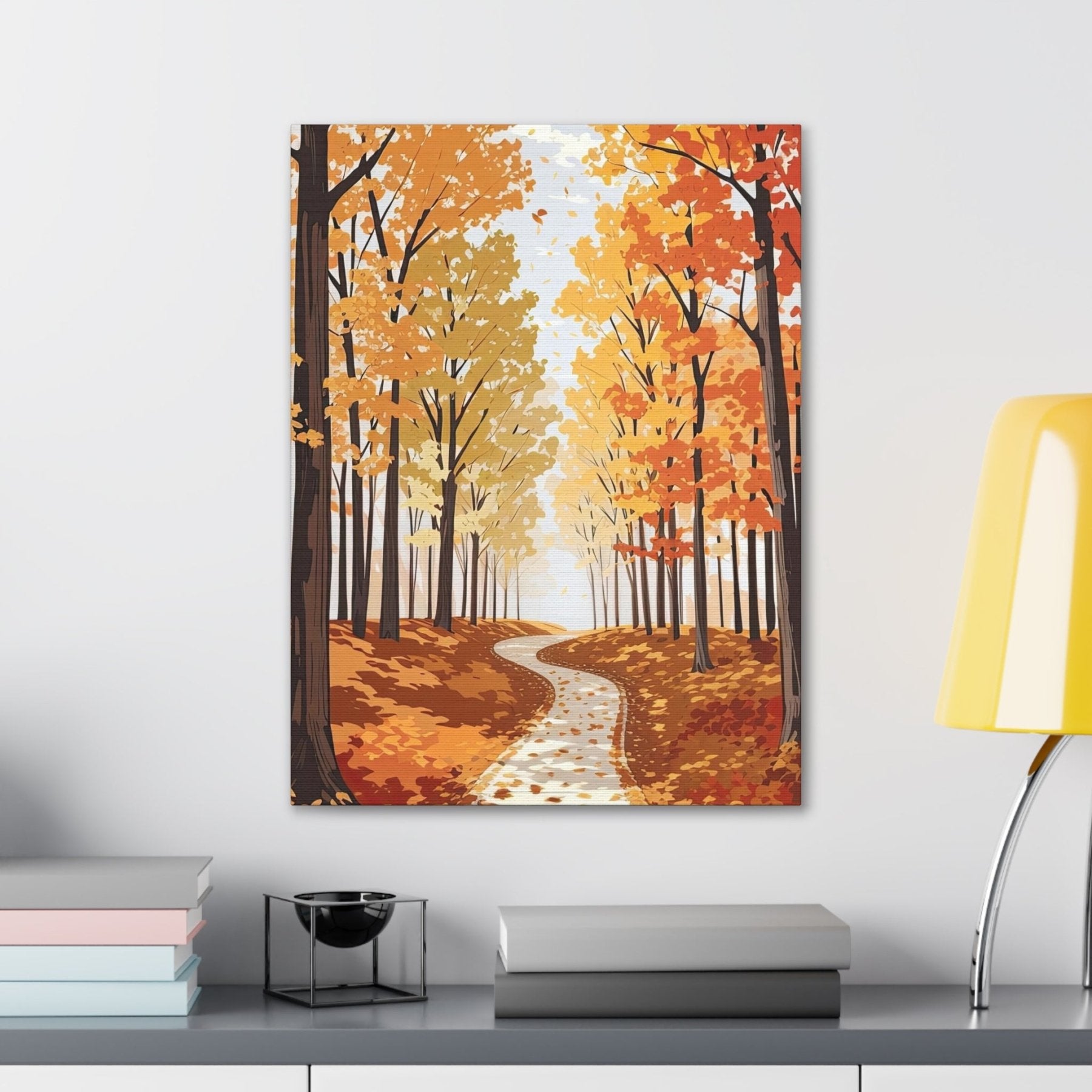 Canvas print of Forest scene in the season of Fall Autumn hung on a wall | Janlyn's Crafts