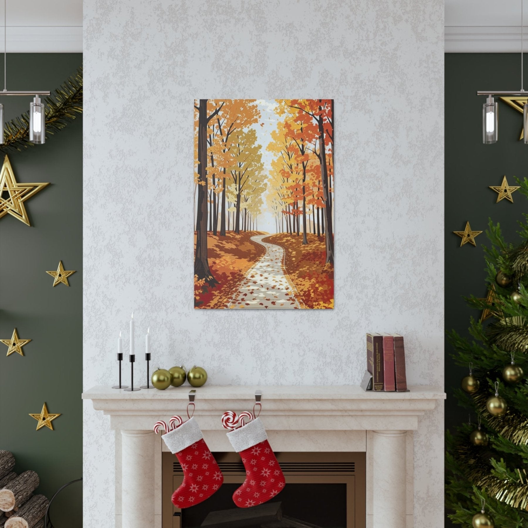 Canvas print of Forest scene in the season of Fall Autumn hung on a wall | Janlyn's Crafts