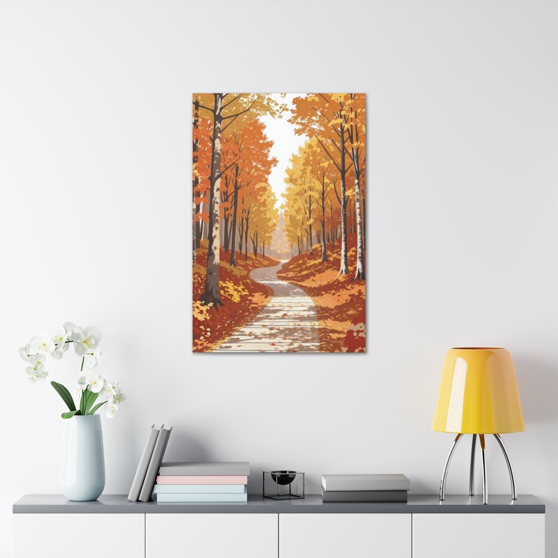 Canvas print of Forest scene in the season of Fall Autumn hung on a wall | Janlyn's Crafts