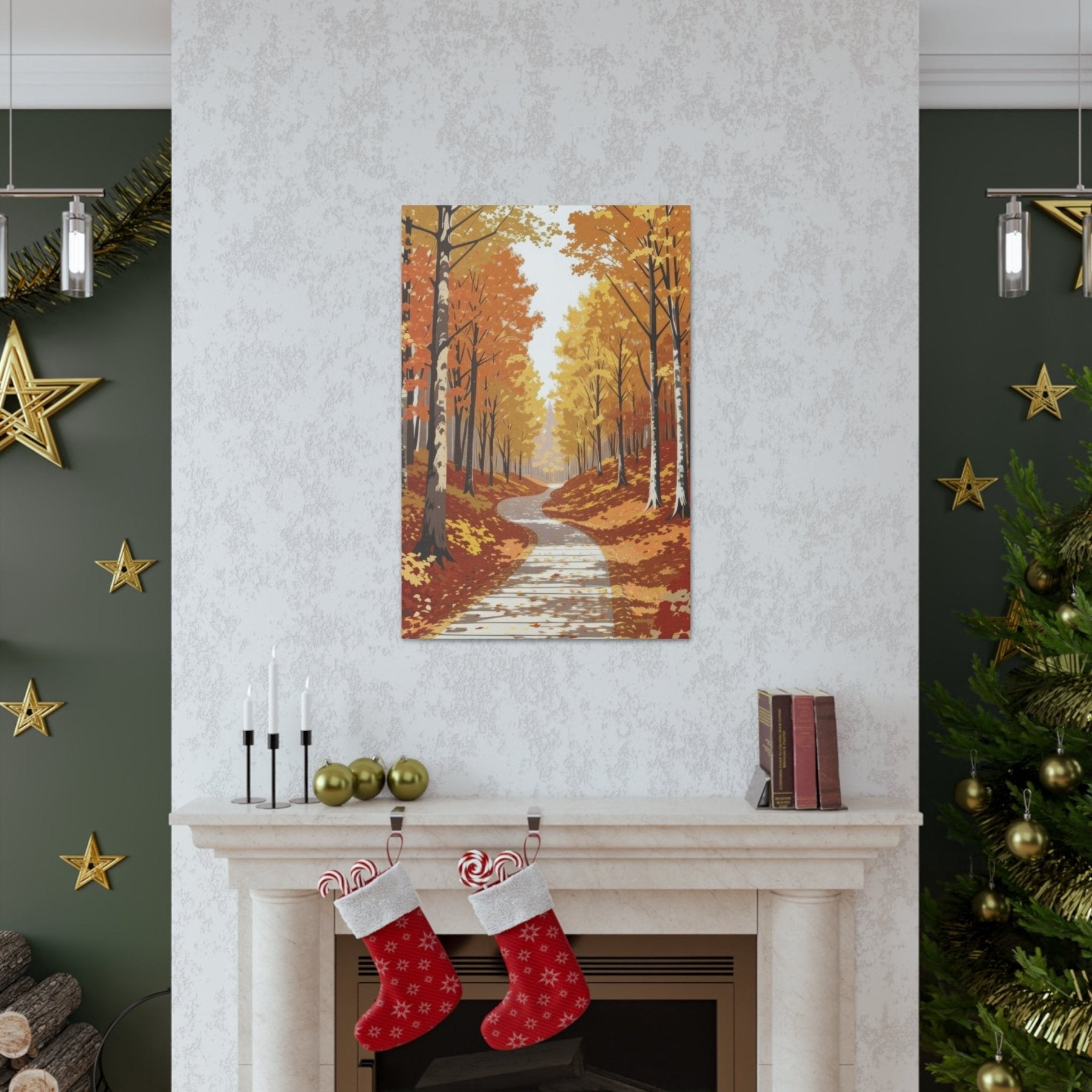 Canvas print of Forest scene in the season of Fall Autumn hung on a wall | Janlyn's Crafts