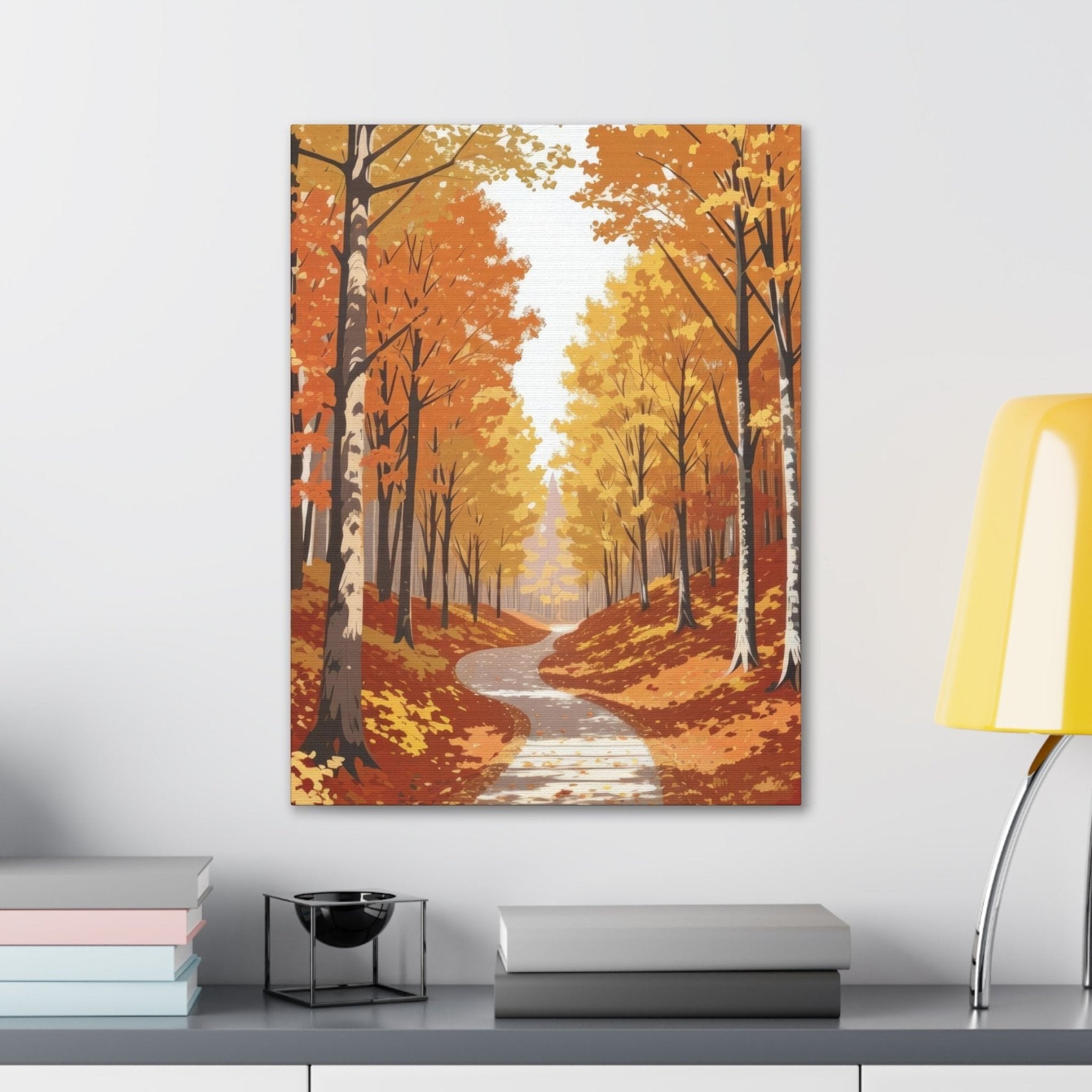 Canvas print of Forest scene in the season of Fall Autumn hung on a wall | Janlyn's Crafts