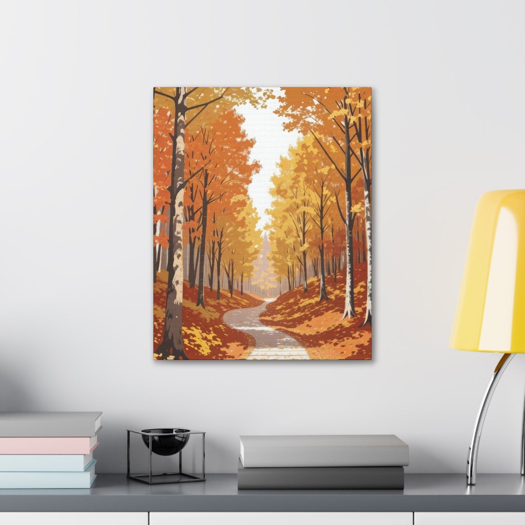 Canvas print of Forest scene in the season of Fall Autumn hung on a wall | Janlyn's Crafts