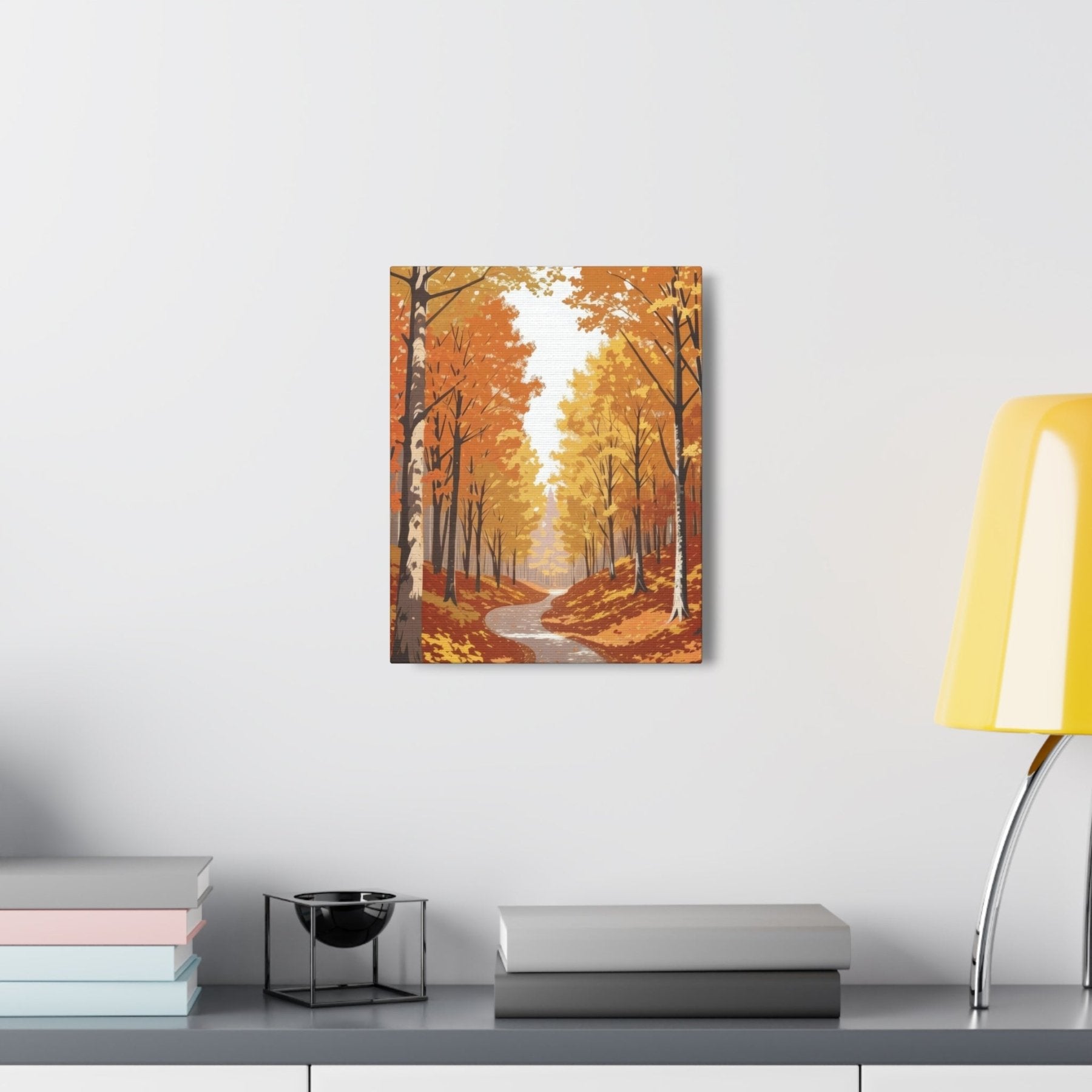 Canvas print of Forest scene in the season of Fall Autumn hung on a wall | Janlyn's Crafts