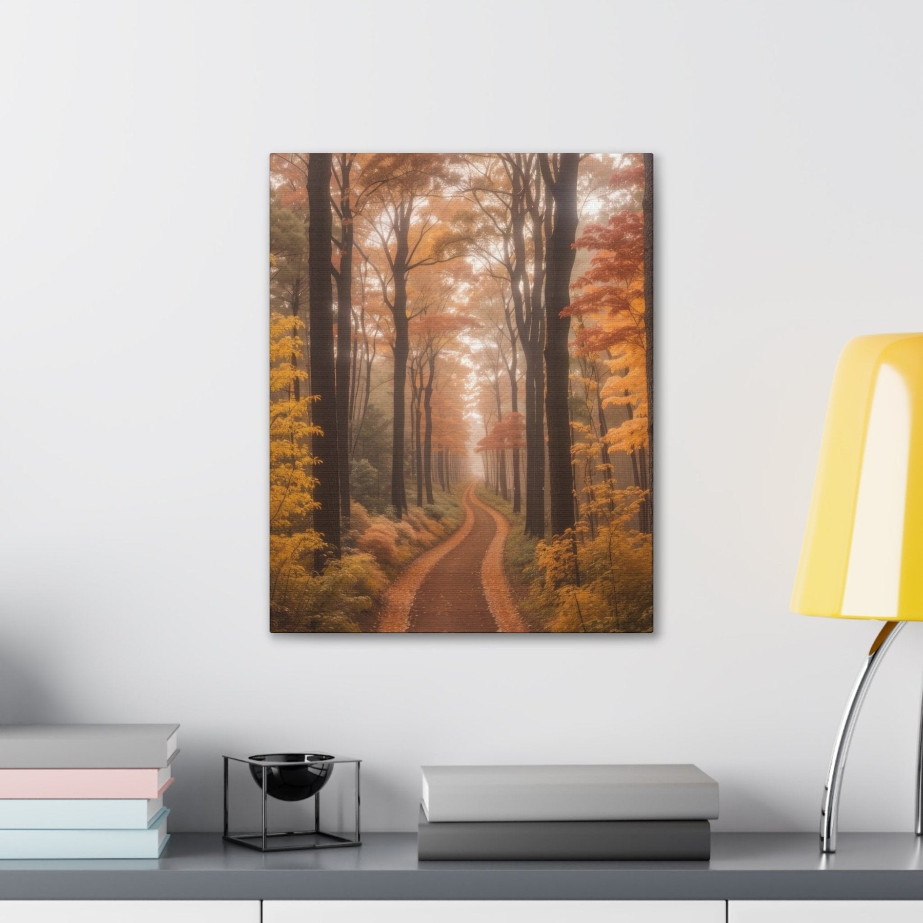 Canvas print of Forest scene in the season of Fall Autumn hung on a wall | Janlyn's Crafts