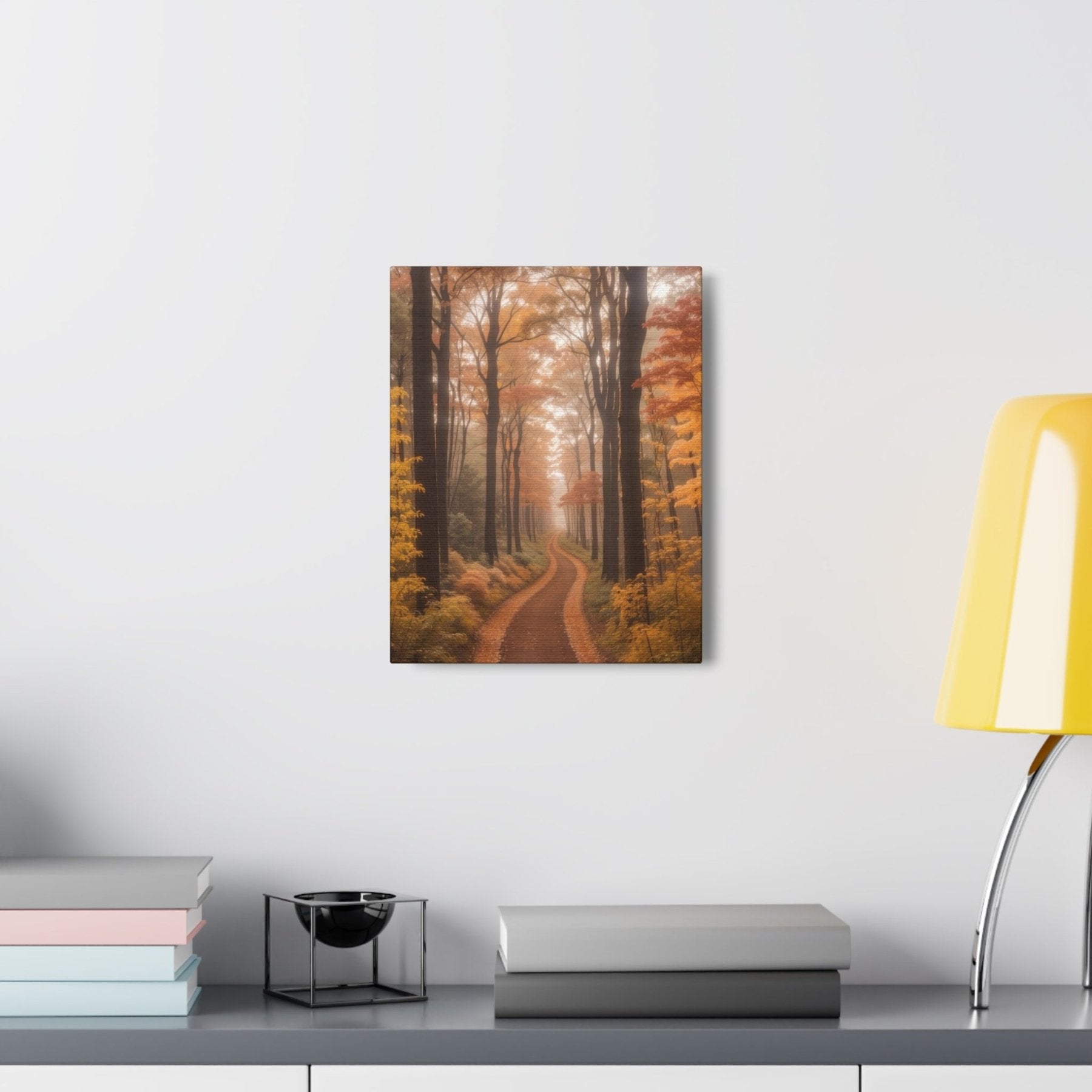 Canvas print of Forest scene in the season of Fall Autumn hung on a wall | Janlyn's Crafts