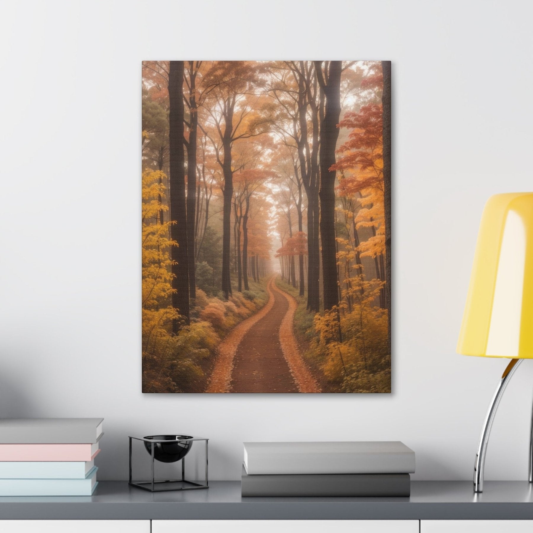 Canvas print of Forest scene in the season of Fall Autumn hung on a wall | Janlyn's Crafts